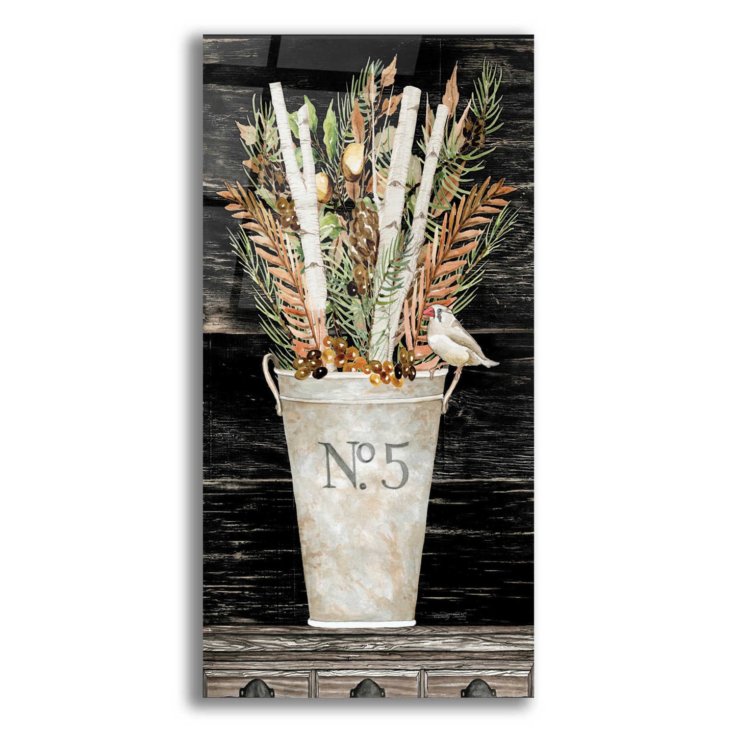 Epic Art 'No. 5 Fall Flowers and Birch 2' by Cindy Jacobs, Acrylic Glass Wall Art,12x24