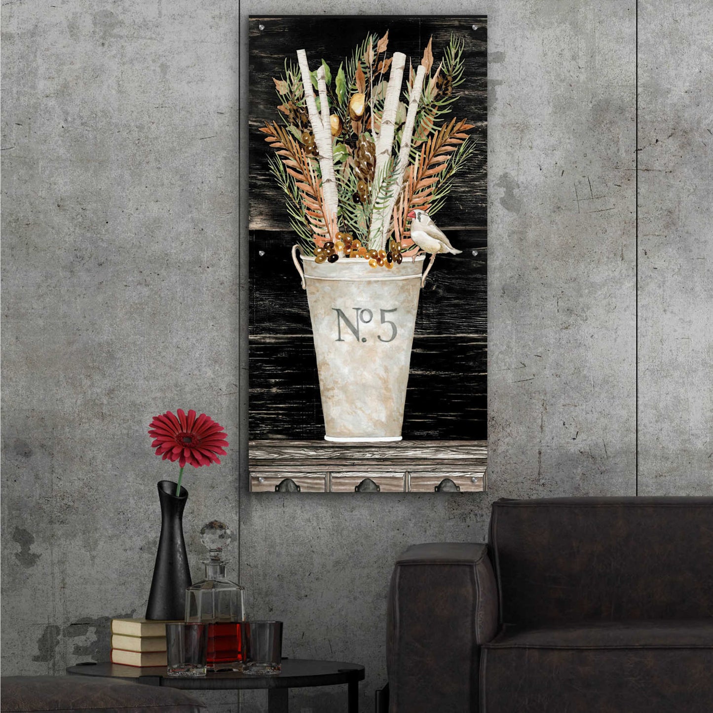 Epic Art 'No. 5 Fall Flowers and Birch 2' by Cindy Jacobs, Acrylic Glass Wall Art,24x48