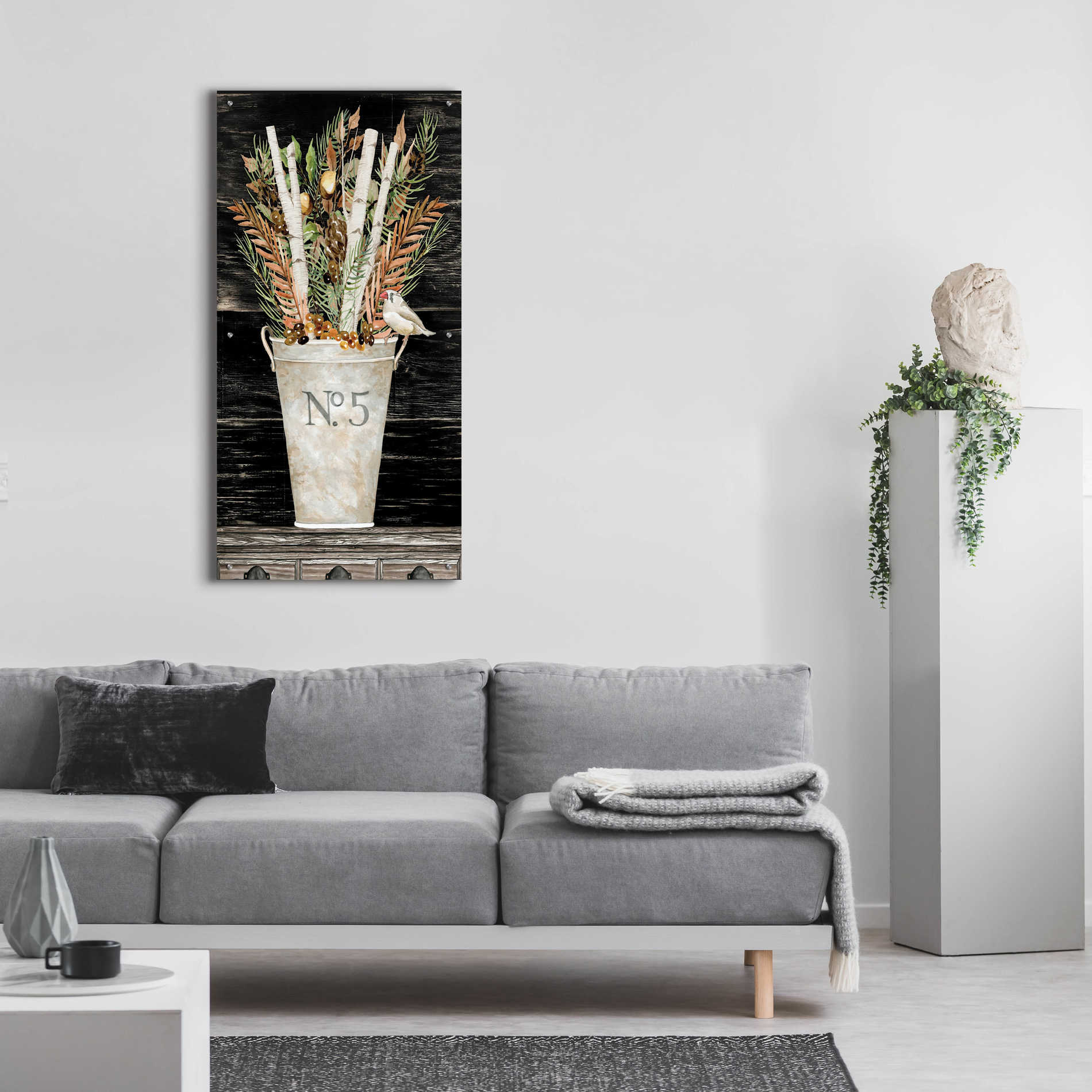 Epic Art 'No. 5 Fall Flowers and Birch 2' by Cindy Jacobs, Acrylic Glass Wall Art,24x48