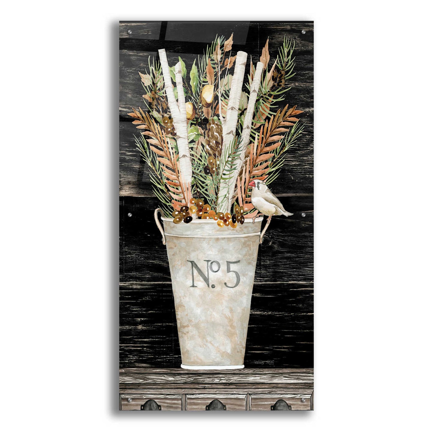 Epic Art 'No. 5 Fall Flowers and Birch 2' by Cindy Jacobs, Acrylic Glass Wall Art,24x48