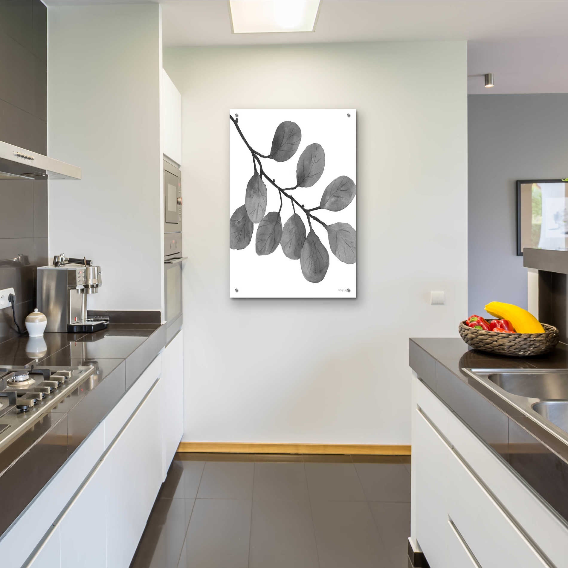 Epic Art 'Leaves in Gray I' by Cindy Jacobs, Acrylic Glass Wall Art,24x36