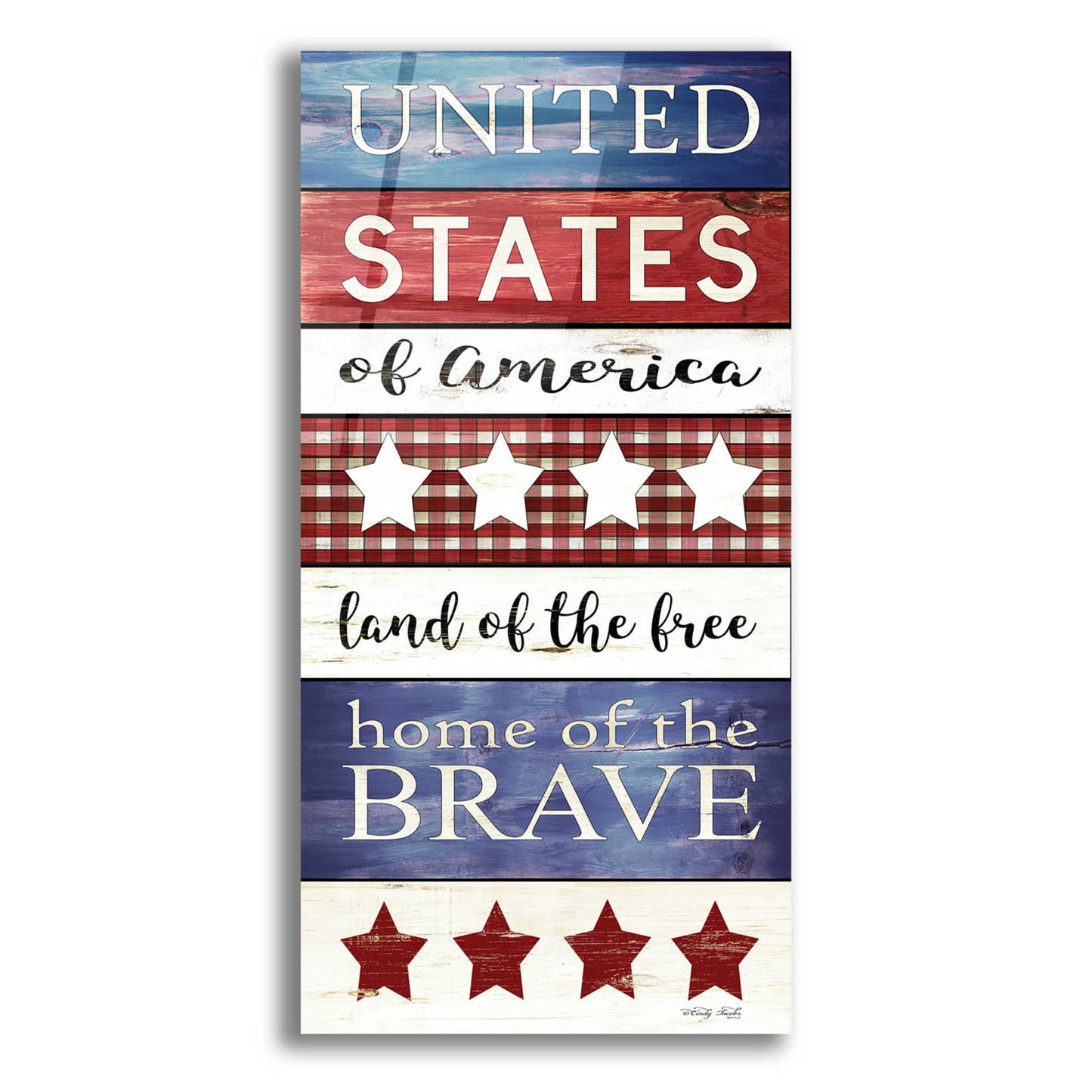 Epic Art 'United States Panel' by Cindy Jacobs, Acrylic Glass Wall Art,12x24