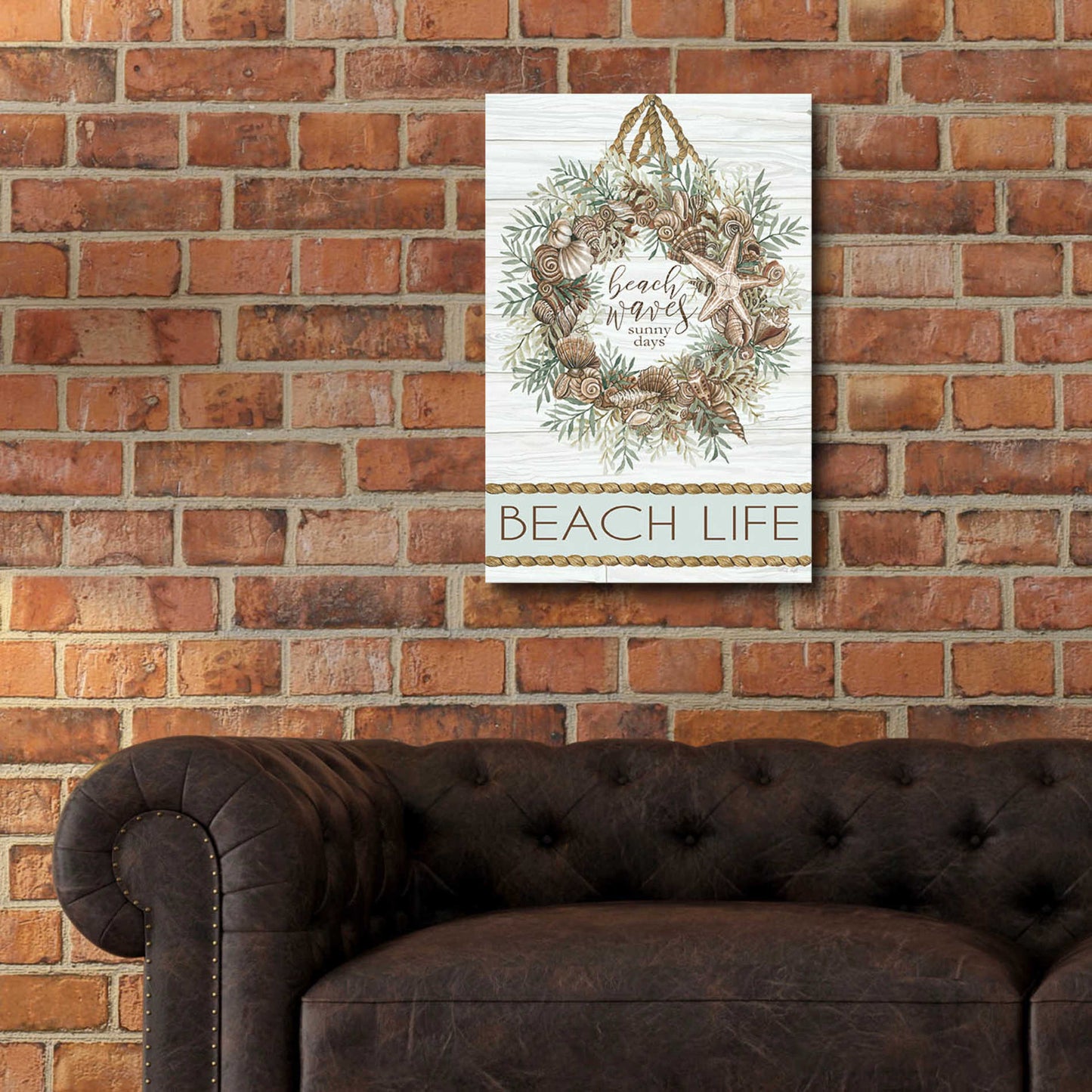 Epic Art 'Beach Waves Wreath' by Cindy Jacobs, Acrylic Glass Wall Art,16x24