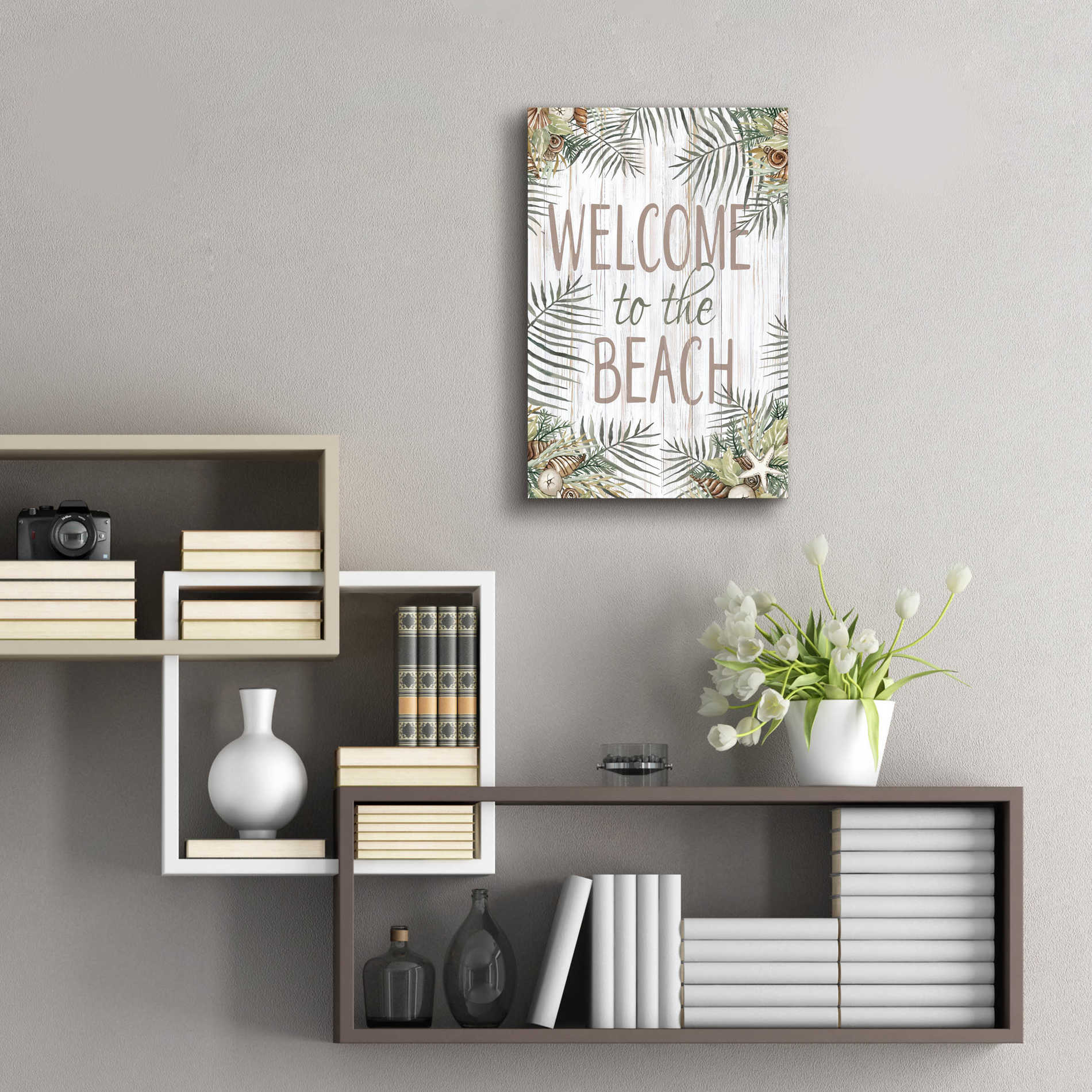 Epic Art 'Welcome to the Beach' by Cindy Jacobs, Acrylic Glass Wall Art,16x24