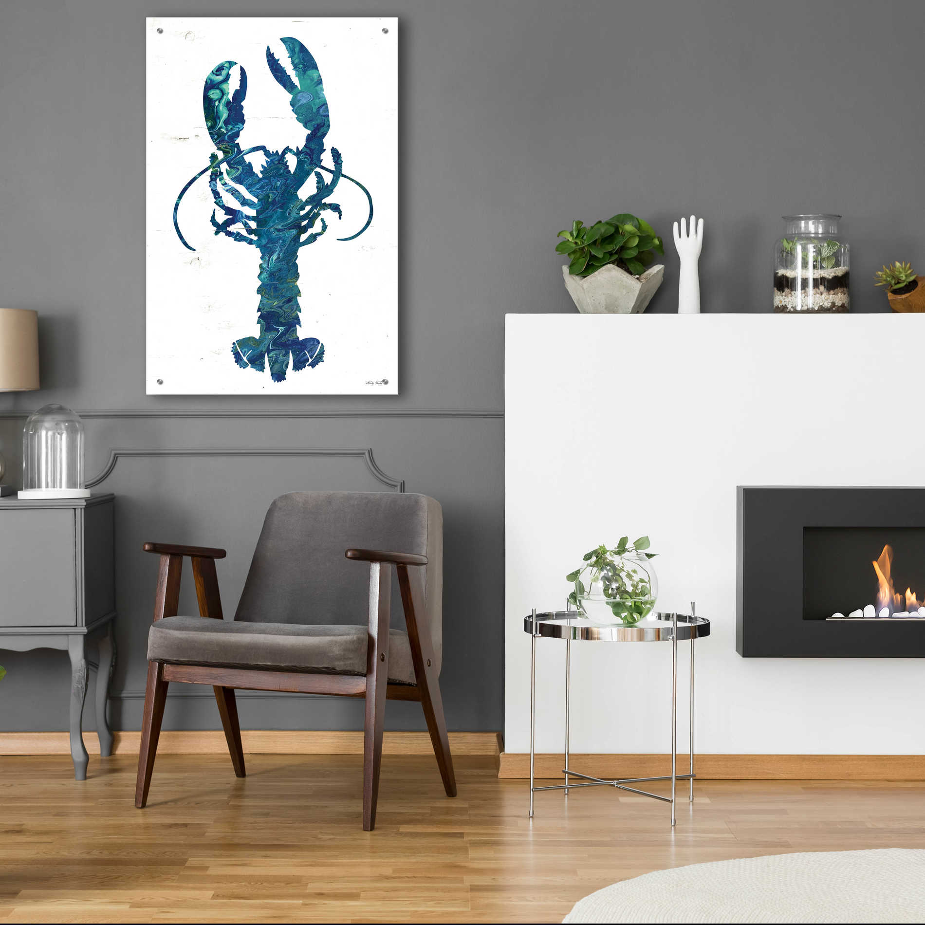 Epic Art 'Bright Lobster Blue' by Cindy Jacobs, Acrylic Glass Wall Art,24x36