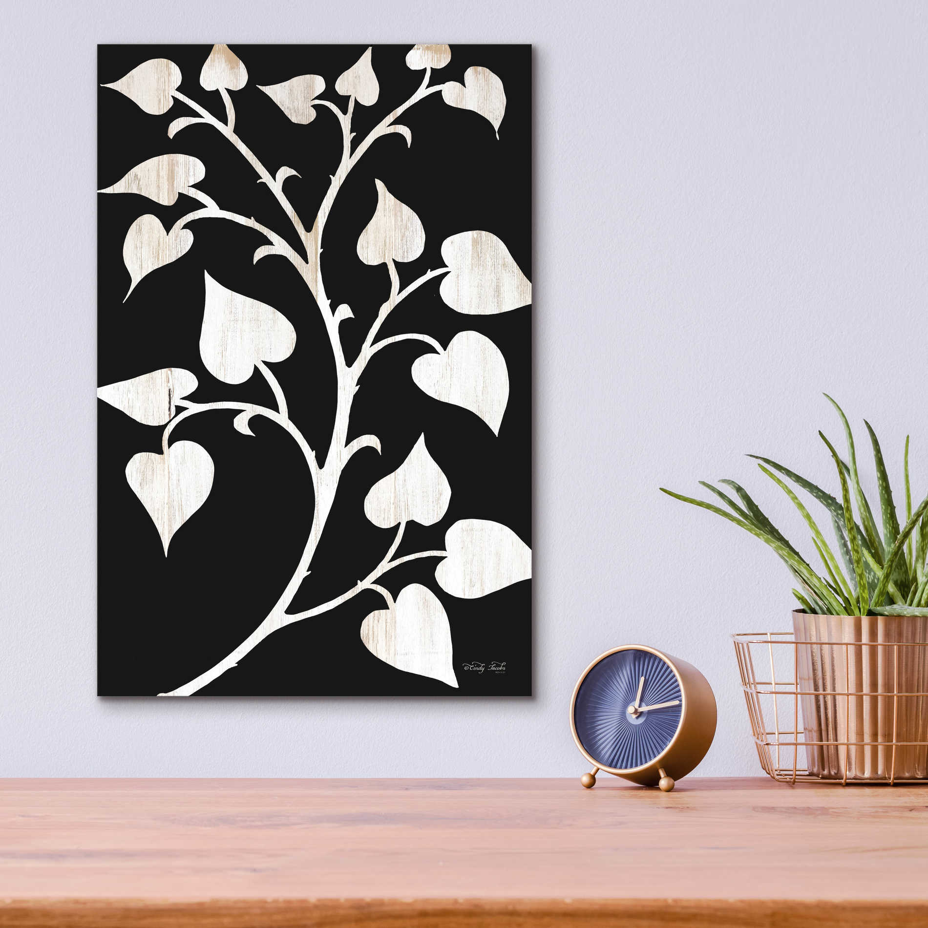 Epic Art 'Branch on Black I' by Cindy Jacobs, Acrylic Glass Wall Art,12x16