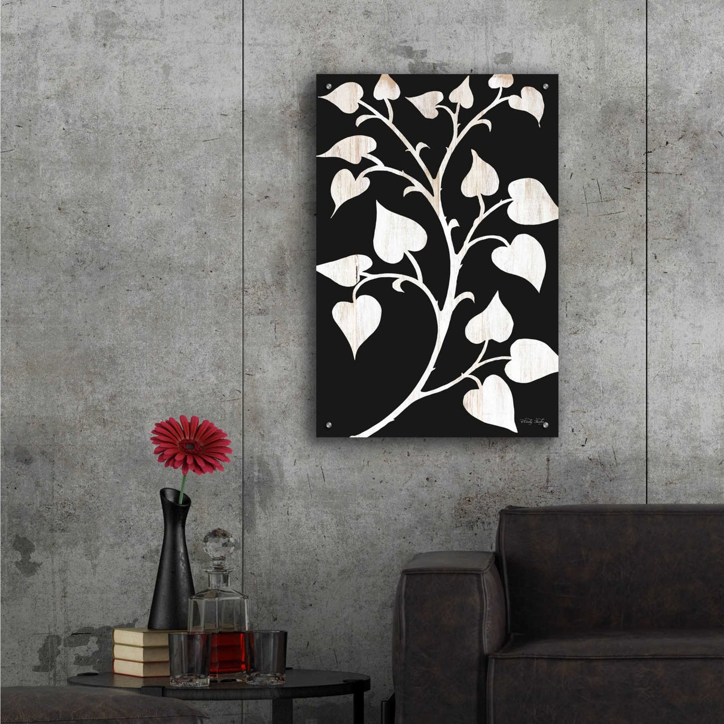 Epic Art 'Branch on Black I' by Cindy Jacobs, Acrylic Glass Wall Art,24x36