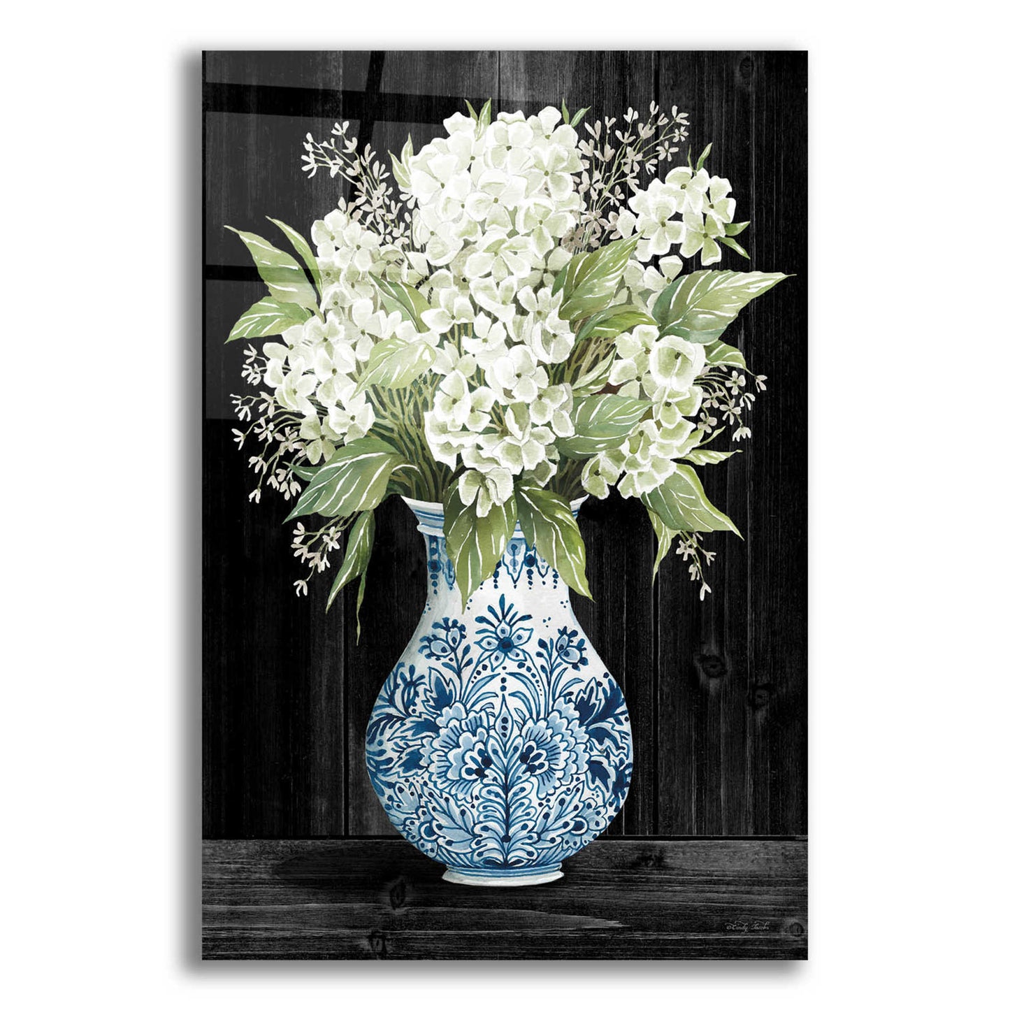 Epic Art 'Hydrangea Elegance' by Cindy Jacobs, Acrylic Glass Wall Art,12x16