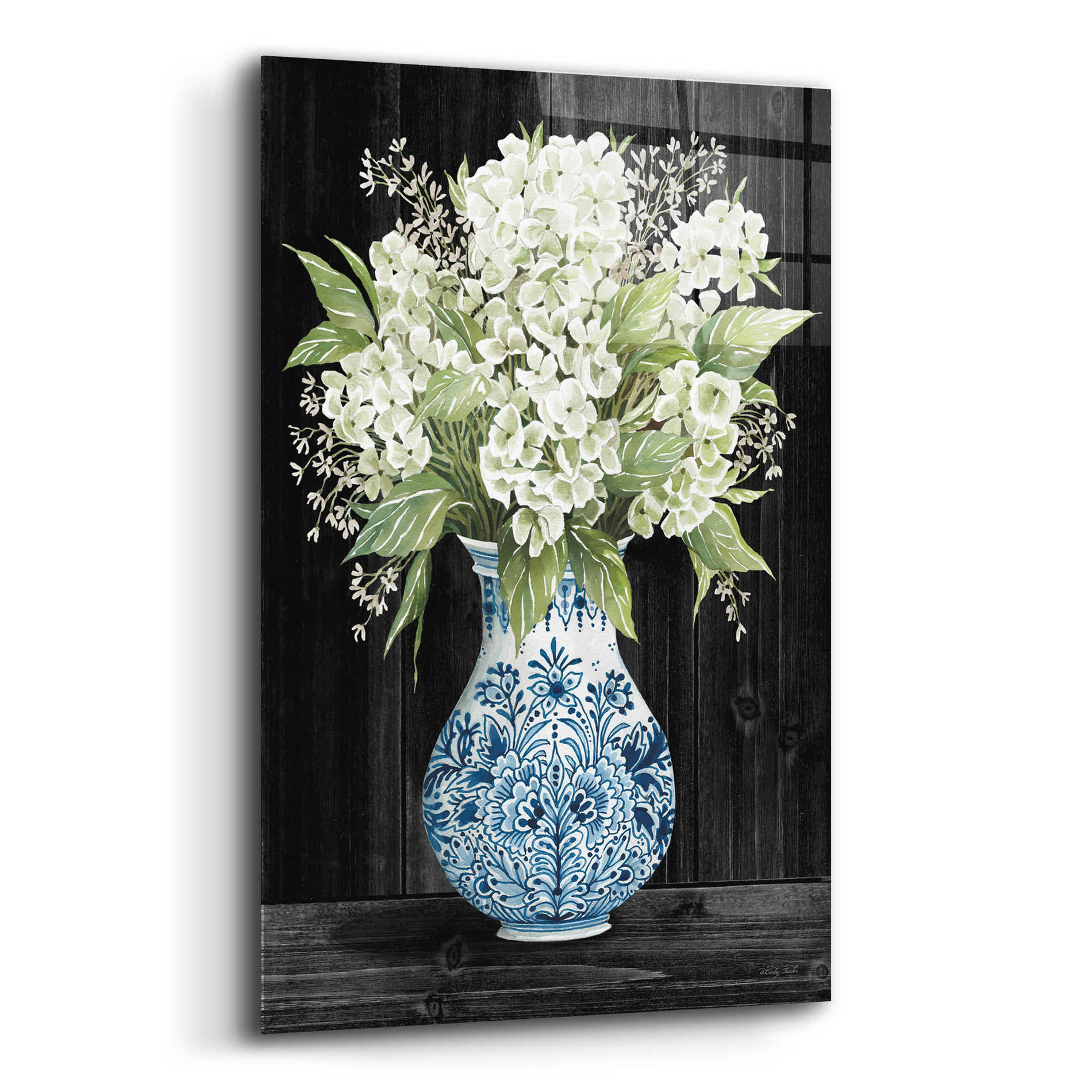 Epic Art 'Hydrangea Elegance' by Cindy Jacobs, Acrylic Glass Wall Art,16x24