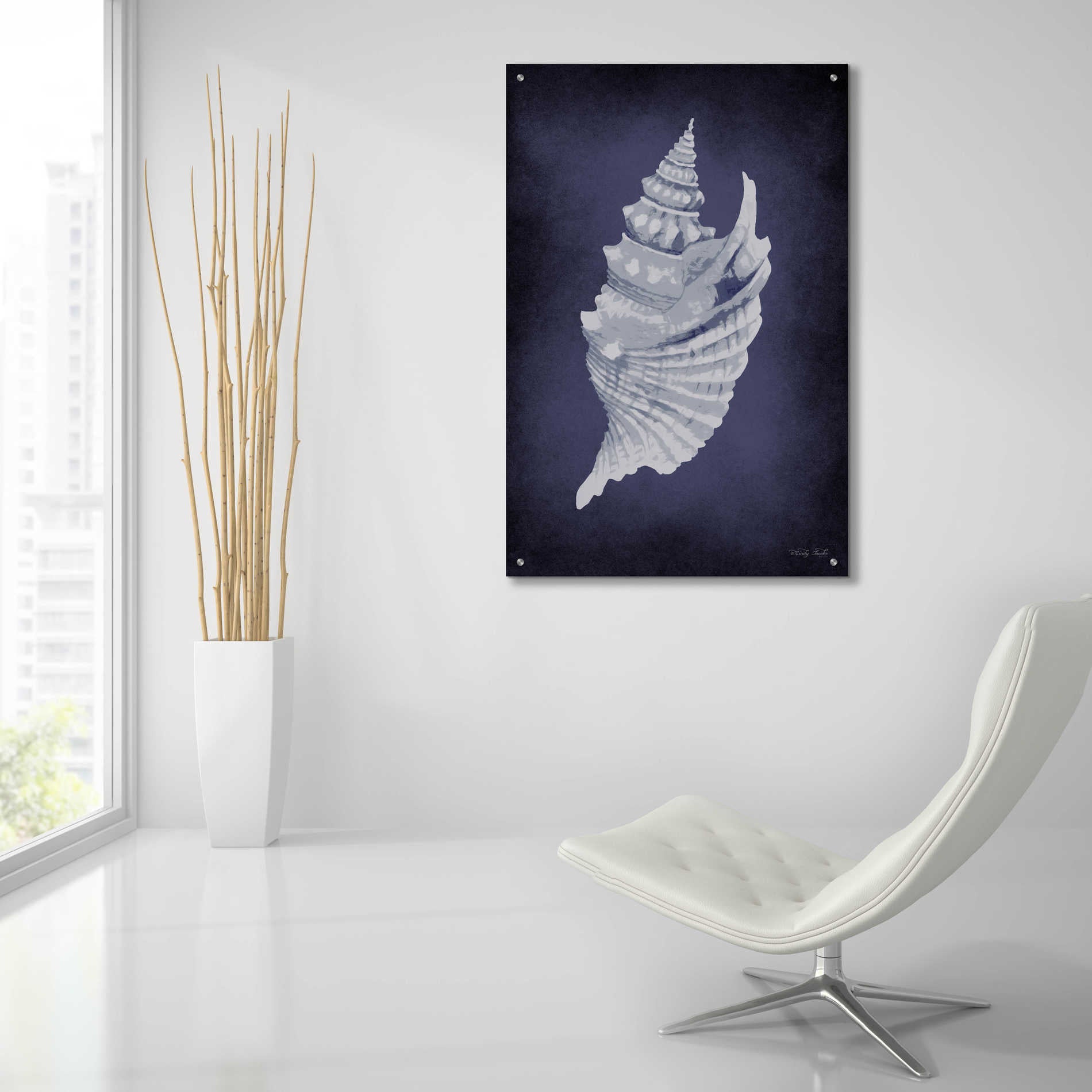 Epic Art 'Blue Seashell I' by Cindy Jacobs, Acrylic Glass Wall Art,24x36