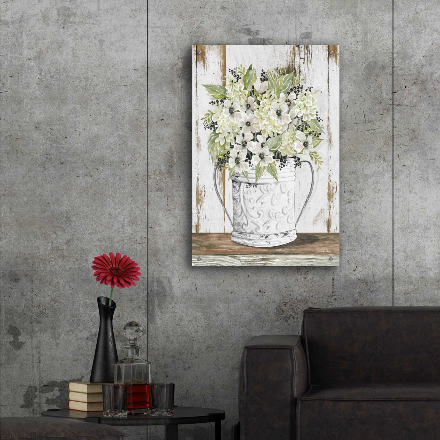 Epic Art 'White Floral Dreams' by Cindy Jacobs, Acrylic Glass Wall Art,24x36