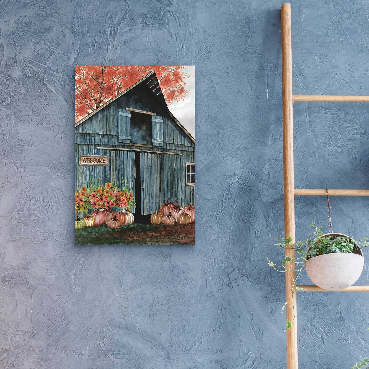 Epic Art 'Welcome Fall Barn' by Cindy Jacobs, Acrylic Glass Wall Art,16x24