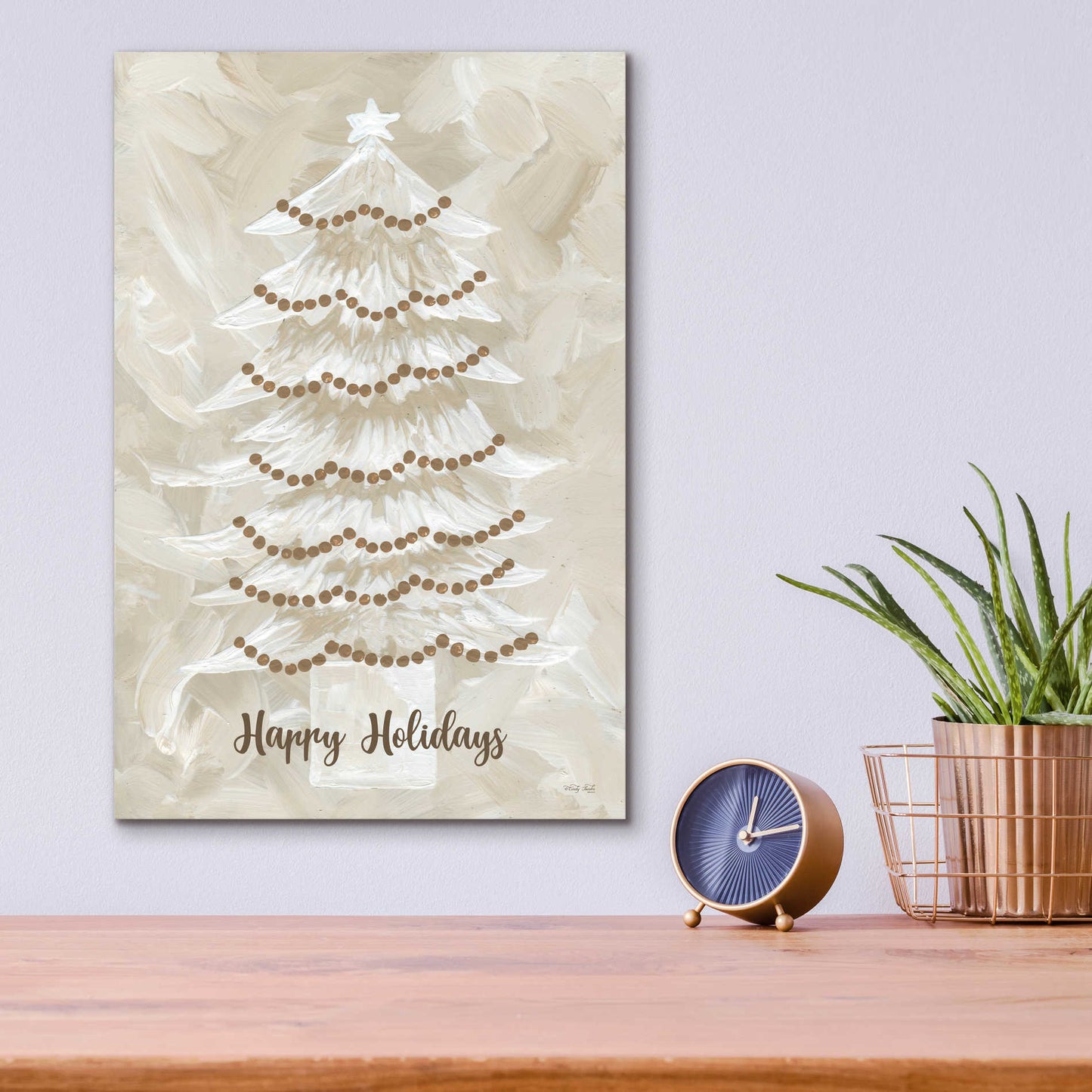 Epic Art 'Winter Whisper Happy Holidays Tree' by Cindy Jacobs, Acrylic Glass Wall Art,12x16