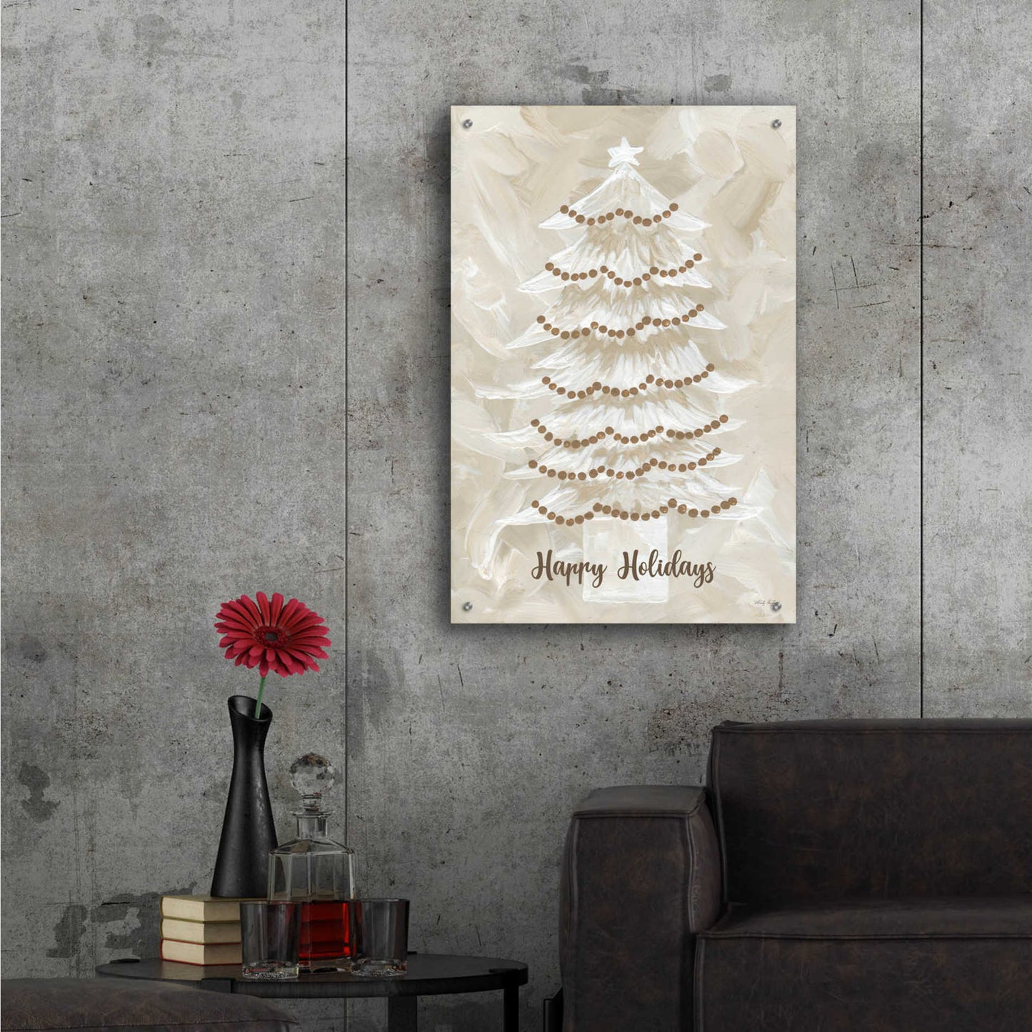 Epic Art 'Winter Whisper Happy Holidays Tree' by Cindy Jacobs, Acrylic Glass Wall Art,24x36