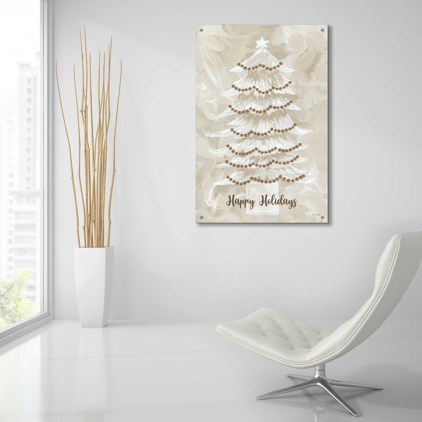 Epic Art 'Winter Whisper Happy Holidays Tree' by Cindy Jacobs, Acrylic Glass Wall Art,24x36