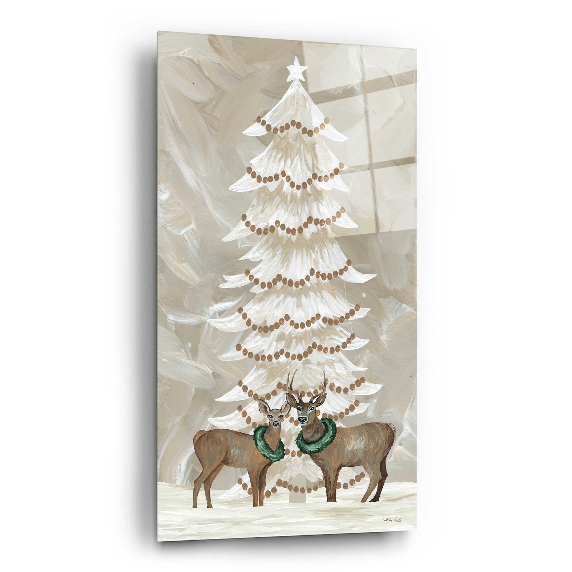 Epic Art 'Winter Whisper Christmas Deer' by Cindy Jacobs, Acrylic Glass Wall Art,12x24