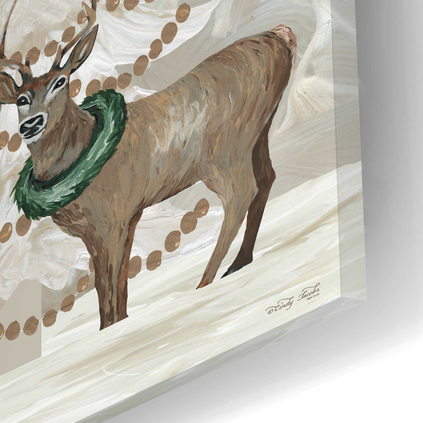 Epic Art 'Winter Whisper Christmas Deer' by Cindy Jacobs, Acrylic Glass Wall Art,12x24