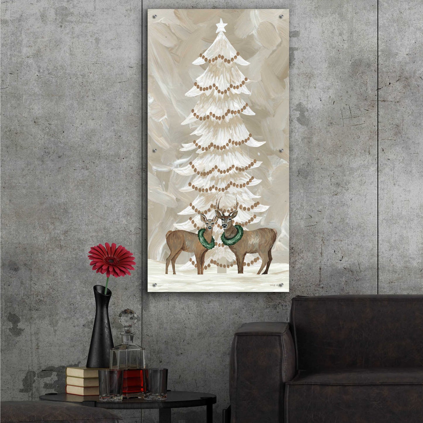 Epic Art 'Winter Whisper Christmas Deer' by Cindy Jacobs, Acrylic Glass Wall Art,24x48