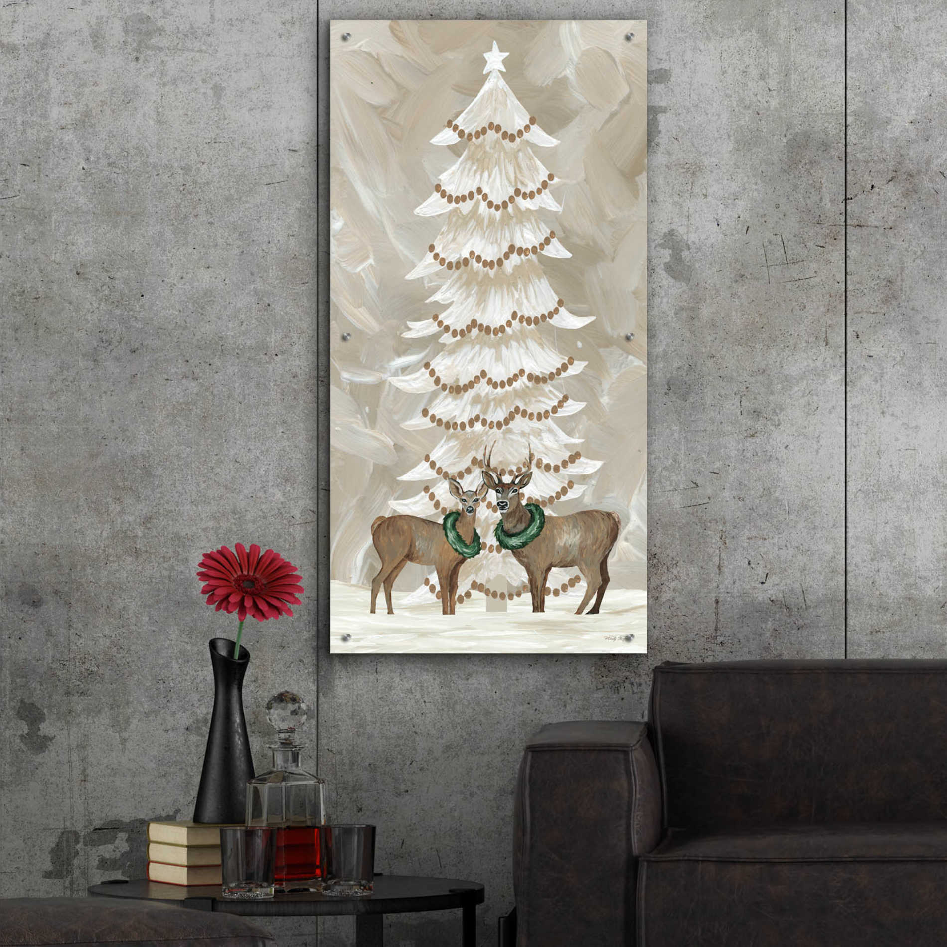 Epic Art 'Winter Whisper Christmas Deer' by Cindy Jacobs, Acrylic Glass Wall Art,24x48