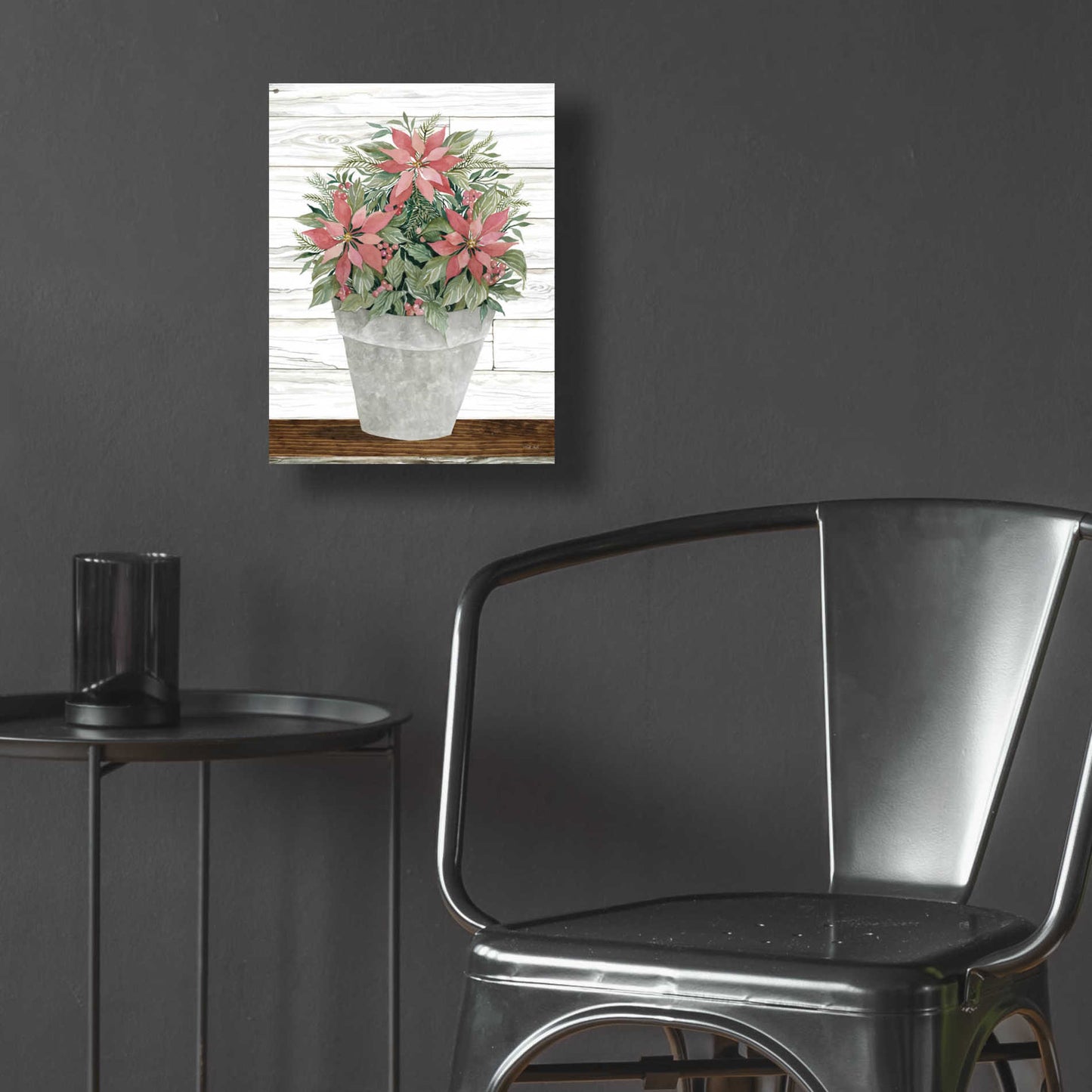 Epic Art 'Pot of Poinsettias' by Cindy Jacobs, Acrylic Glass Wall Art,12x16