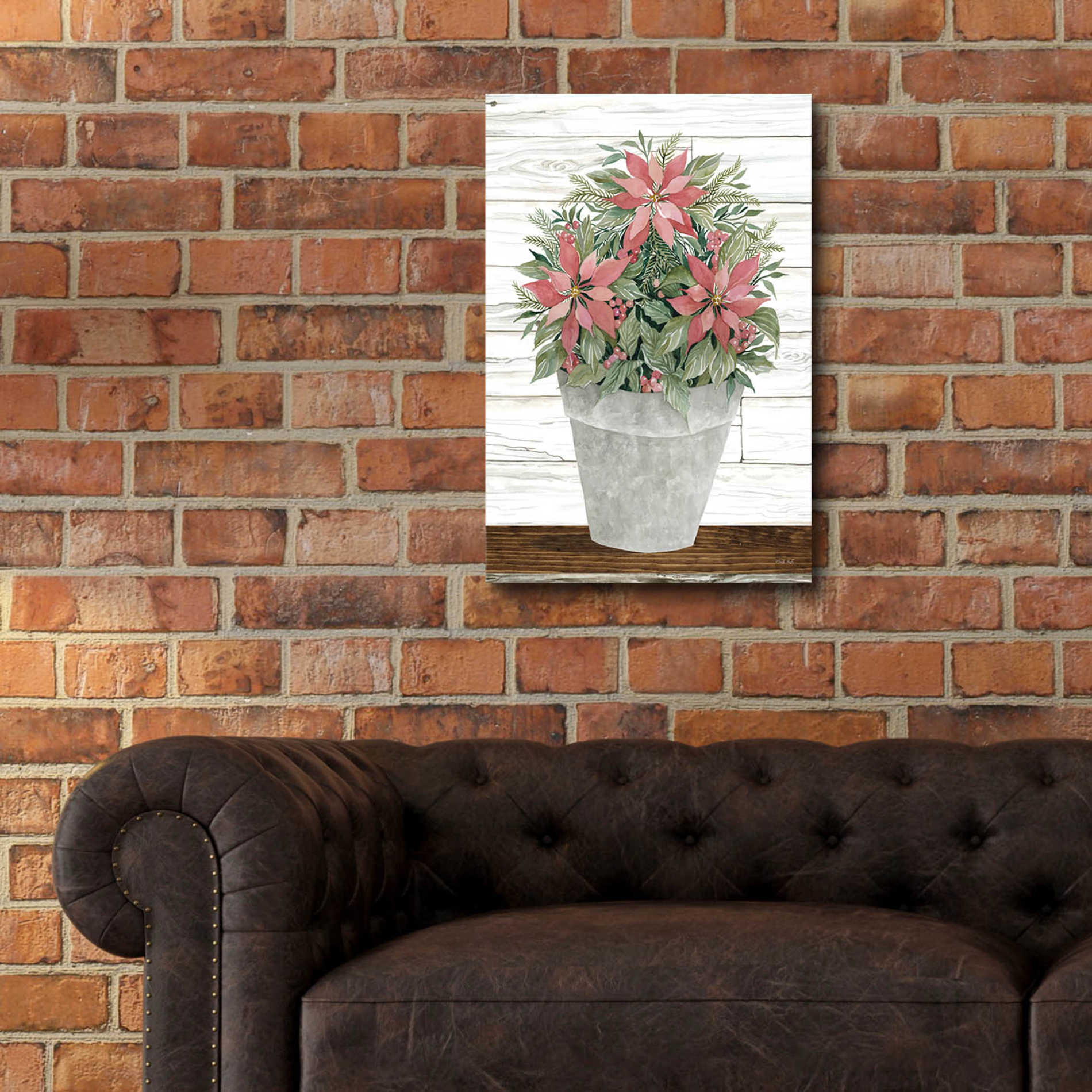 Epic Art 'Pot of Poinsettias' by Cindy Jacobs, Acrylic Glass Wall Art,16x24