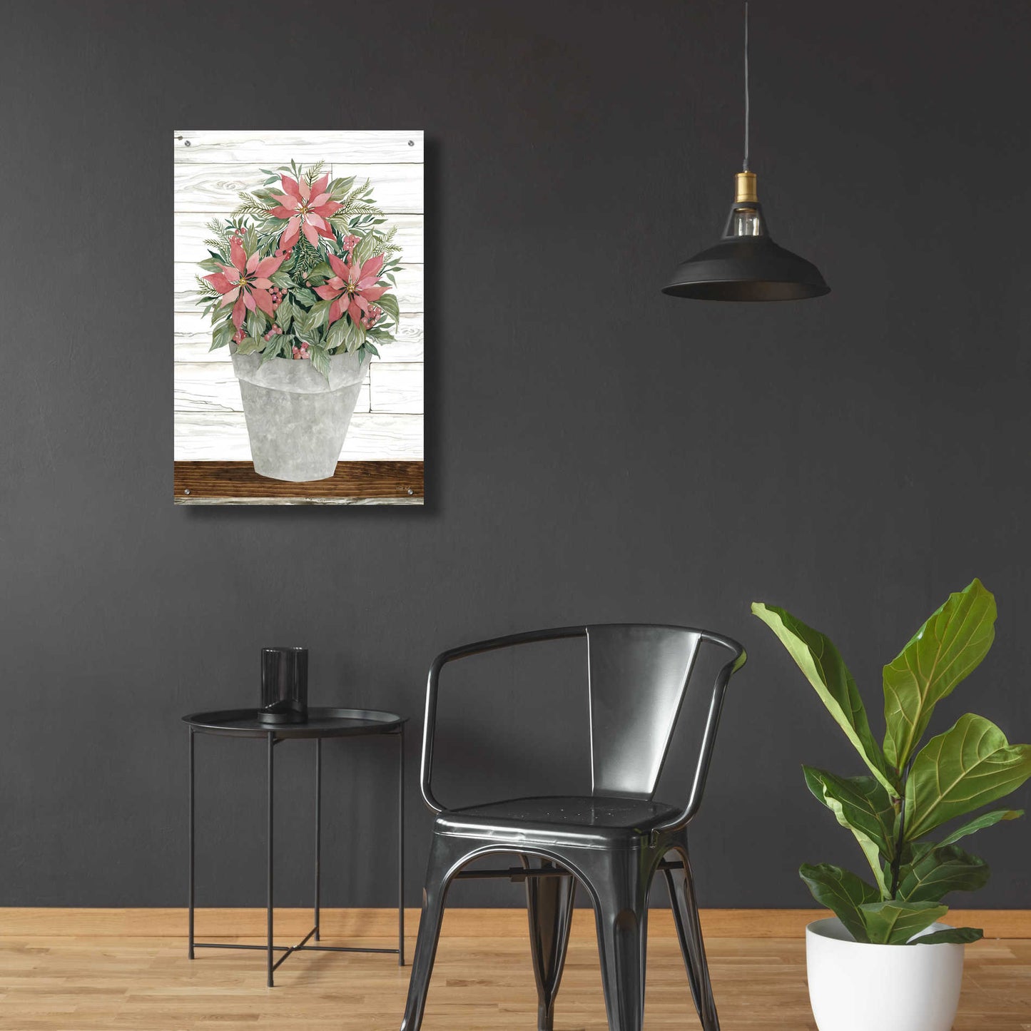 Epic Art 'Pot of Poinsettias' by Cindy Jacobs, Acrylic Glass Wall Art,24x36