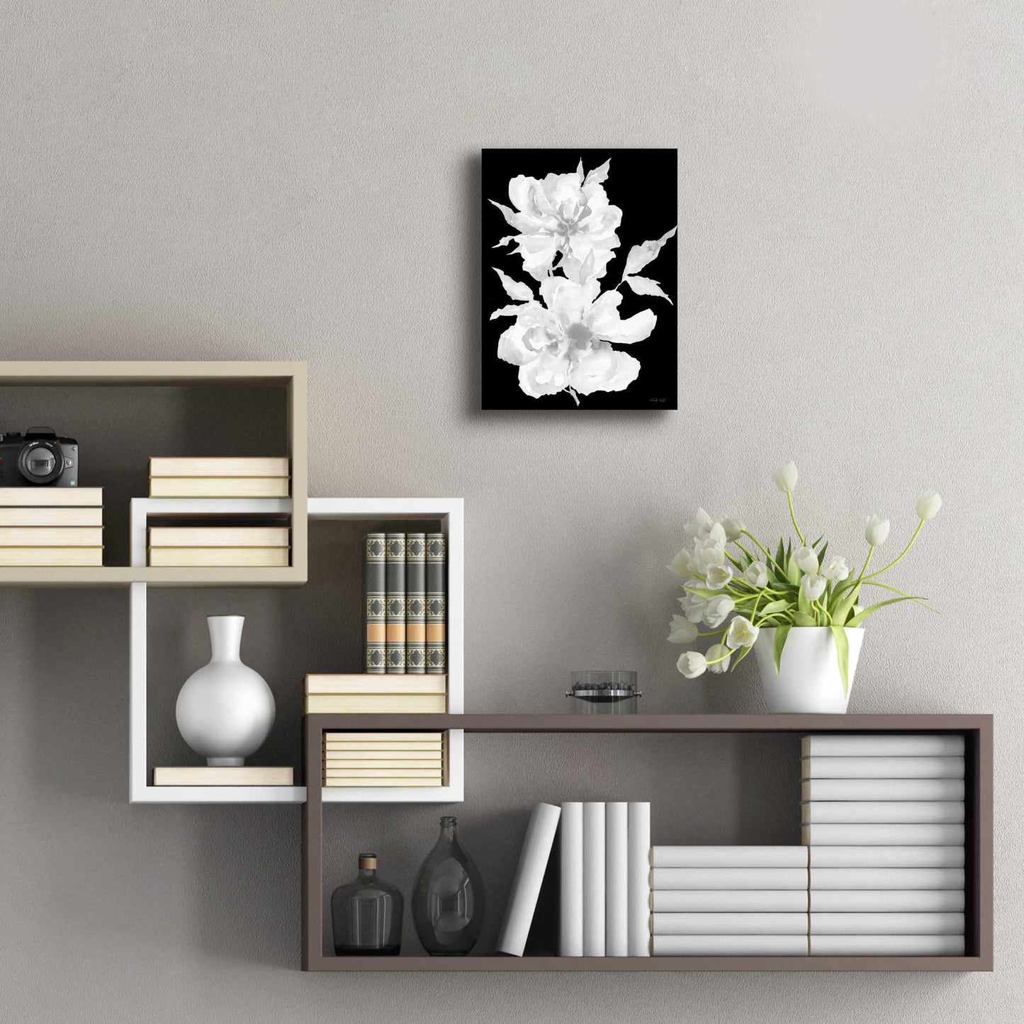 Epic Art 'Black & White Flowers I' by Cindy Jacobs, Acrylic Glass Wall Art,12x16