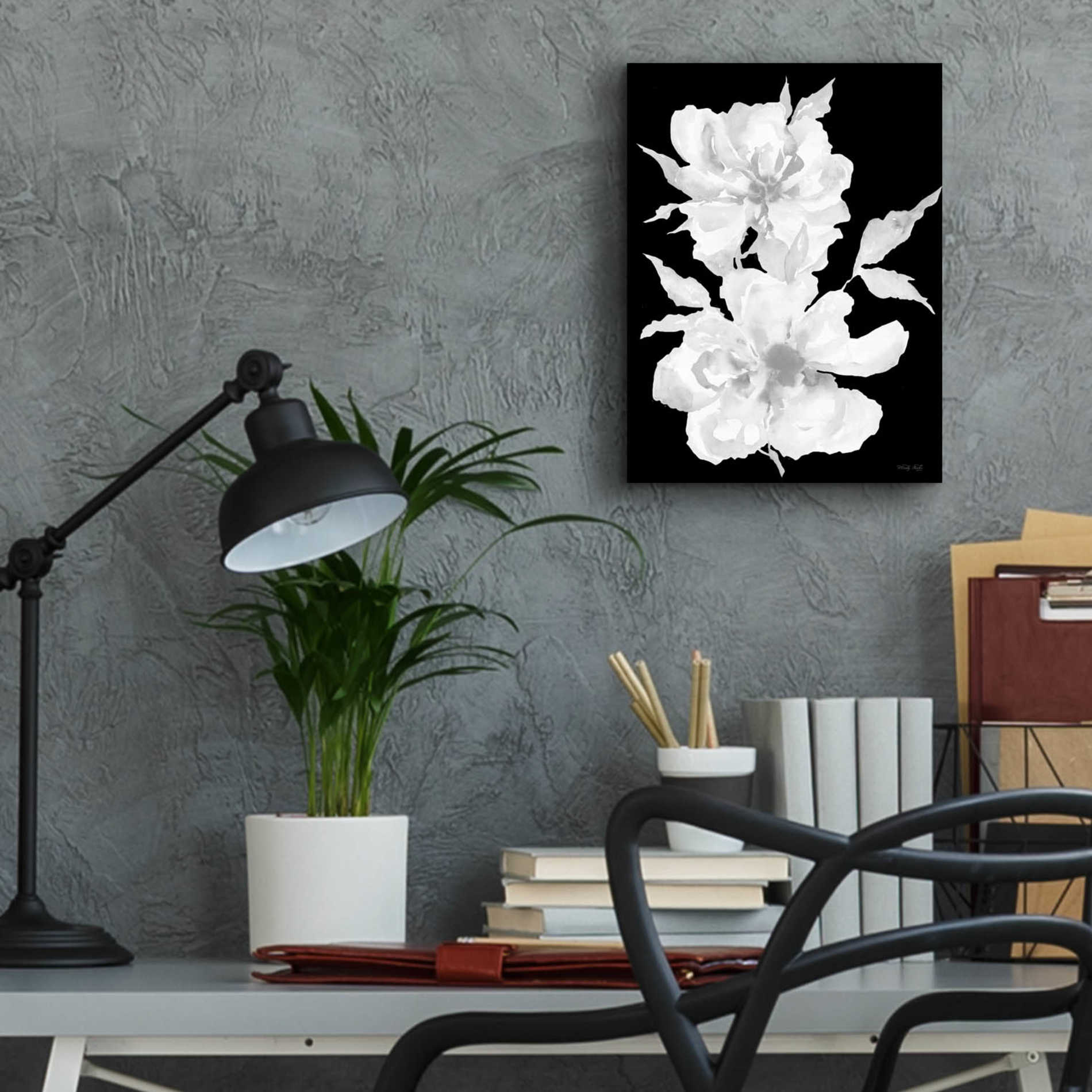 Epic Art 'Black & White Flowers I' by Cindy Jacobs, Acrylic Glass Wall Art,12x16