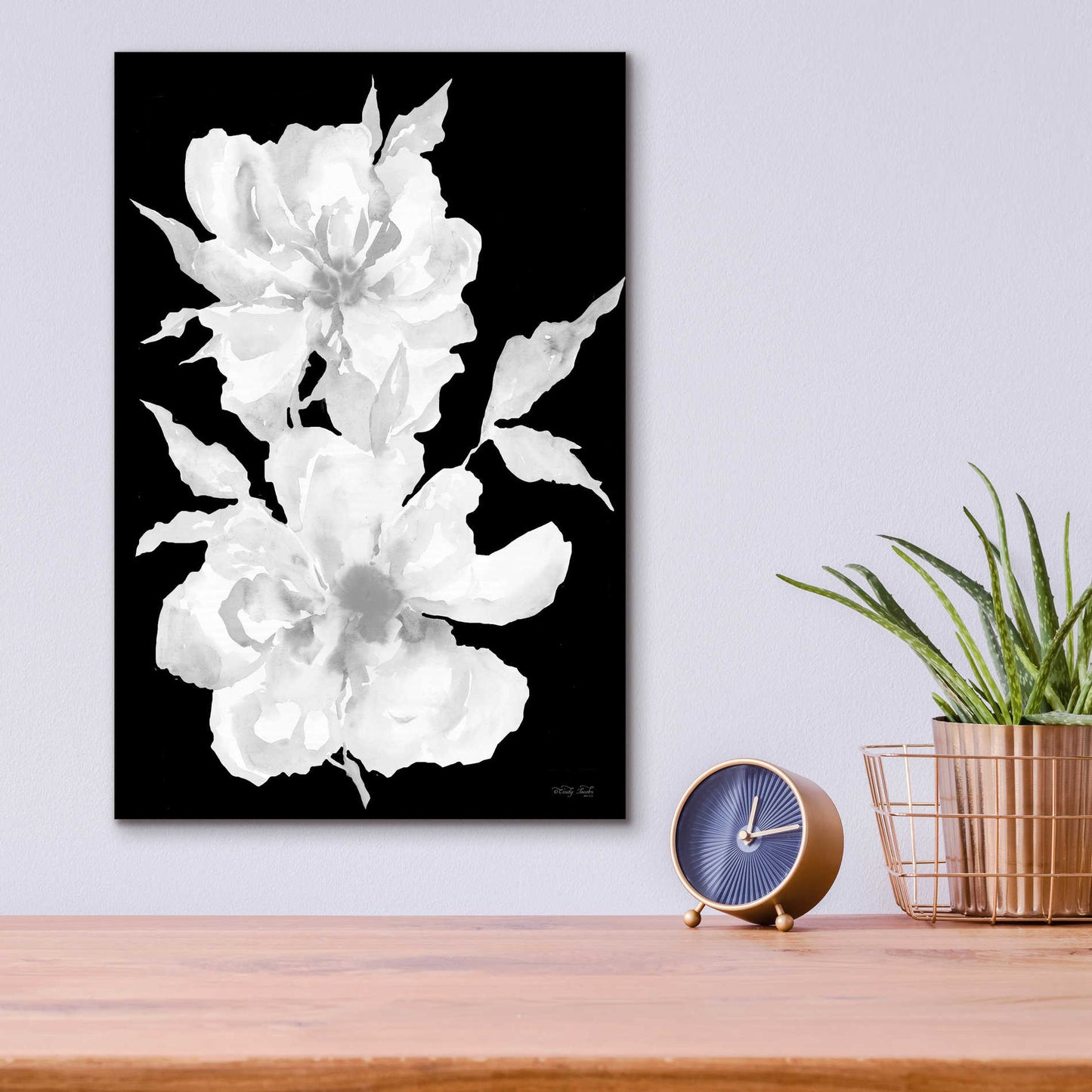 Epic Art 'Black & White Flowers I' by Cindy Jacobs, Acrylic Glass Wall Art,12x16