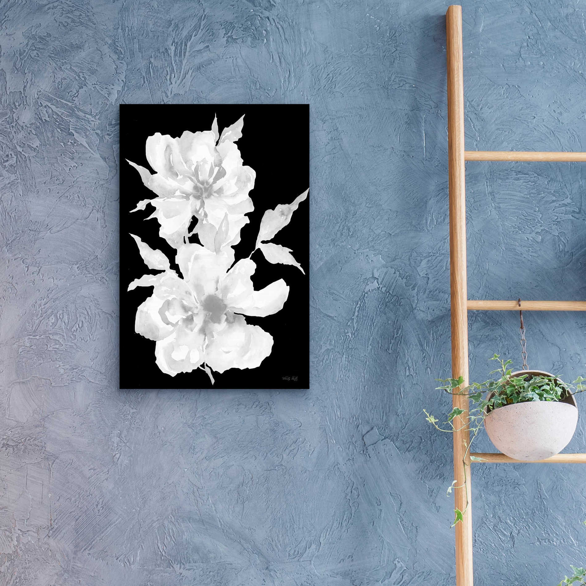 Epic Art 'Black & White Flowers I' by Cindy Jacobs, Acrylic Glass Wall Art,16x24