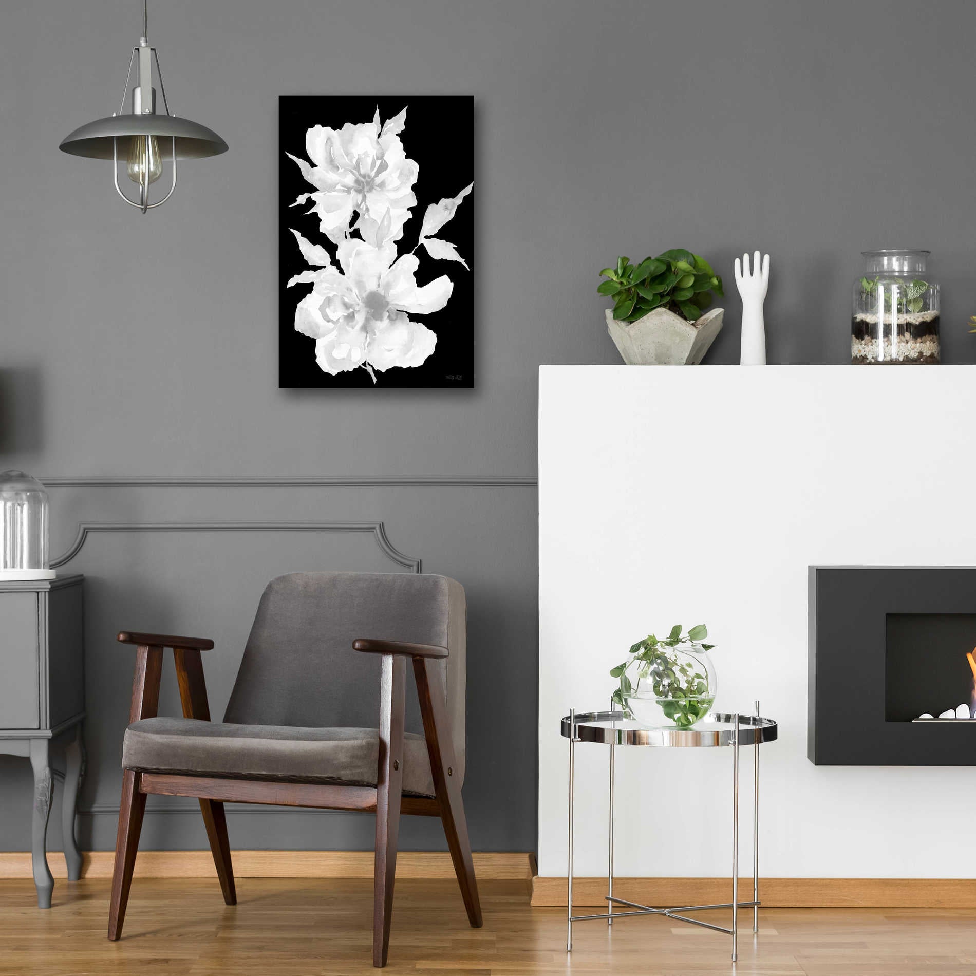 Epic Art 'Black & White Flowers I' by Cindy Jacobs, Acrylic Glass Wall Art,16x24