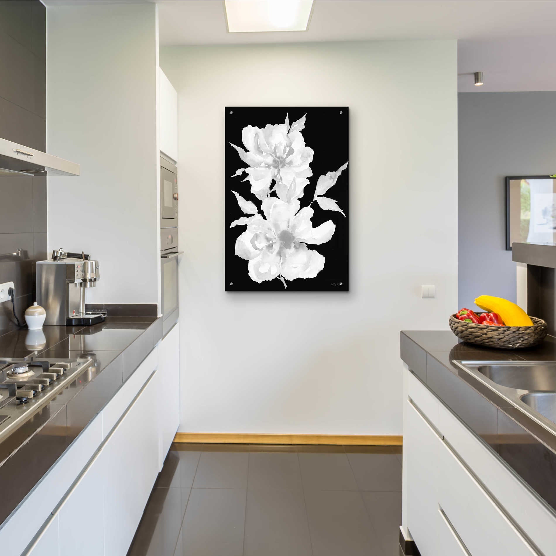 Epic Art 'Black & White Flowers I' by Cindy Jacobs, Acrylic Glass Wall Art,24x36