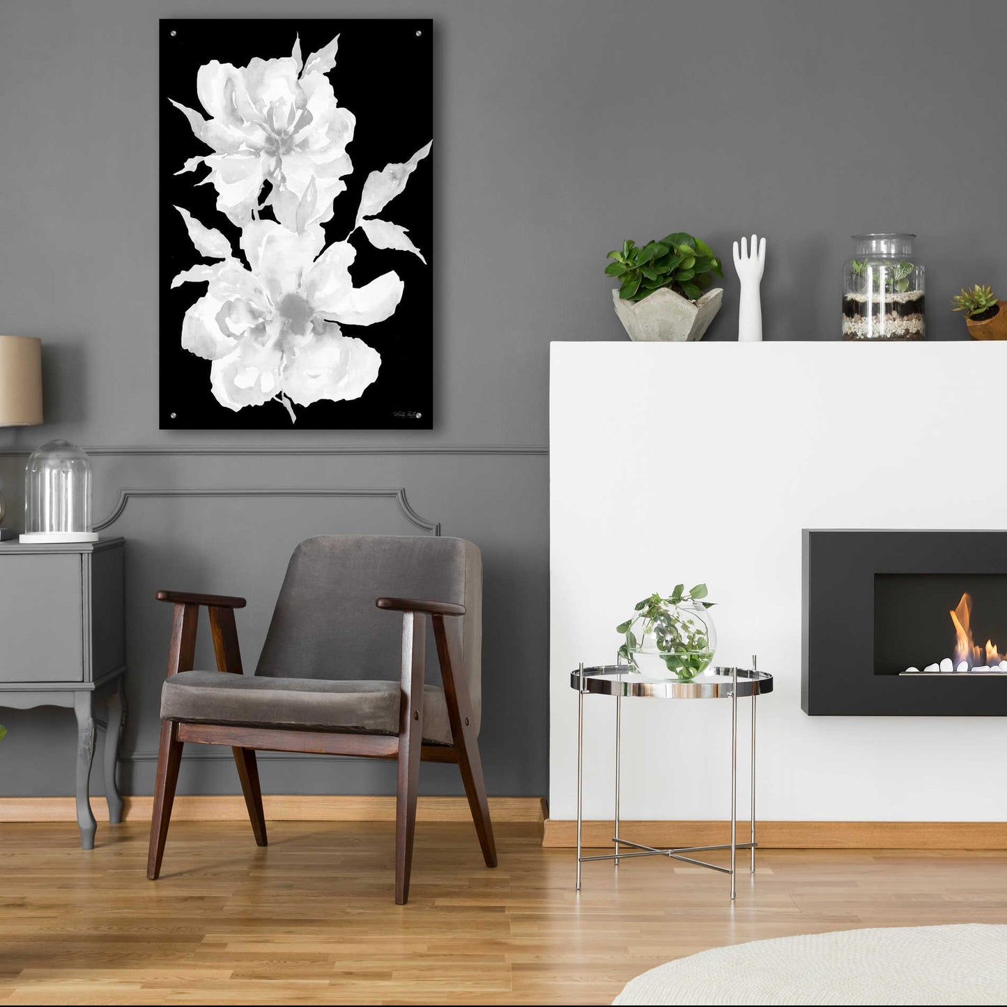 Epic Art 'Black & White Flowers I' by Cindy Jacobs, Acrylic Glass Wall Art,24x36