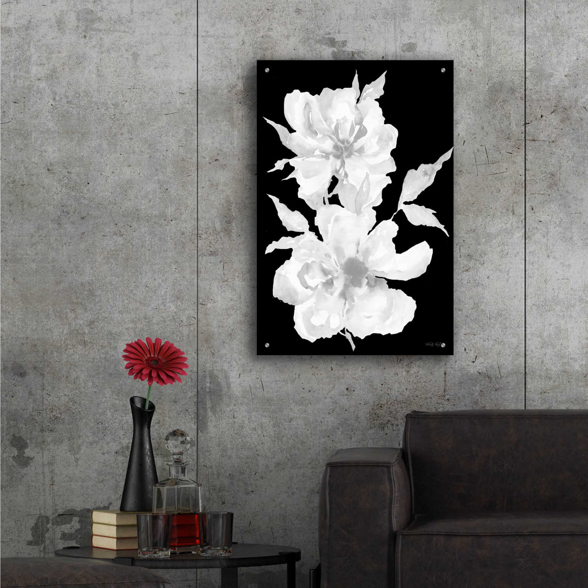 Epic Art 'Black & White Flowers I' by Cindy Jacobs, Acrylic Glass Wall Art,24x36