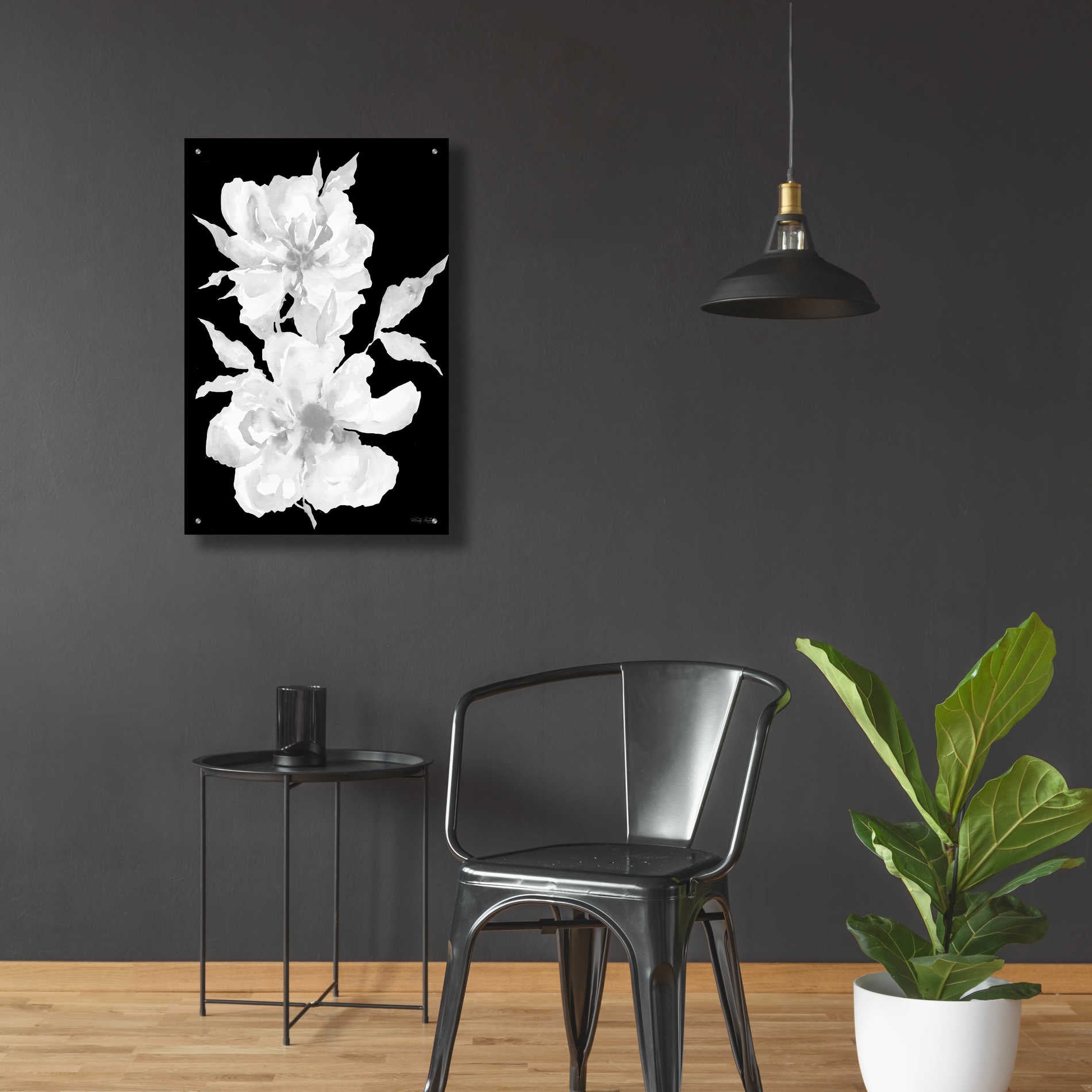 Epic Art 'Black & White Flowers I' by Cindy Jacobs, Acrylic Glass Wall Art,24x36