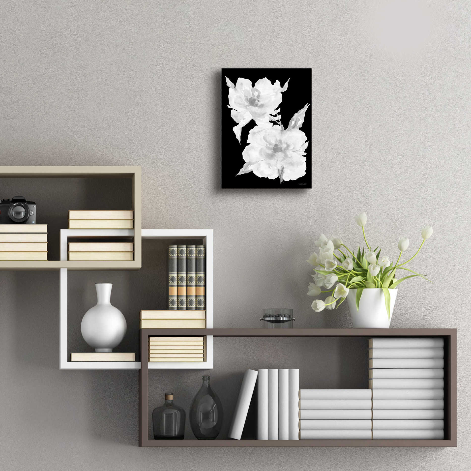 Epic Art 'Black & White Flowers II' by Cindy Jacobs, Acrylic Glass Wall Art,12x16