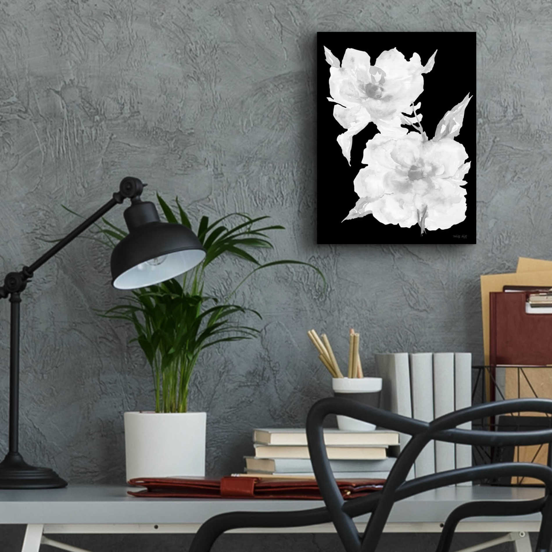 Epic Art 'Black & White Flowers II' by Cindy Jacobs, Acrylic Glass Wall Art,12x16