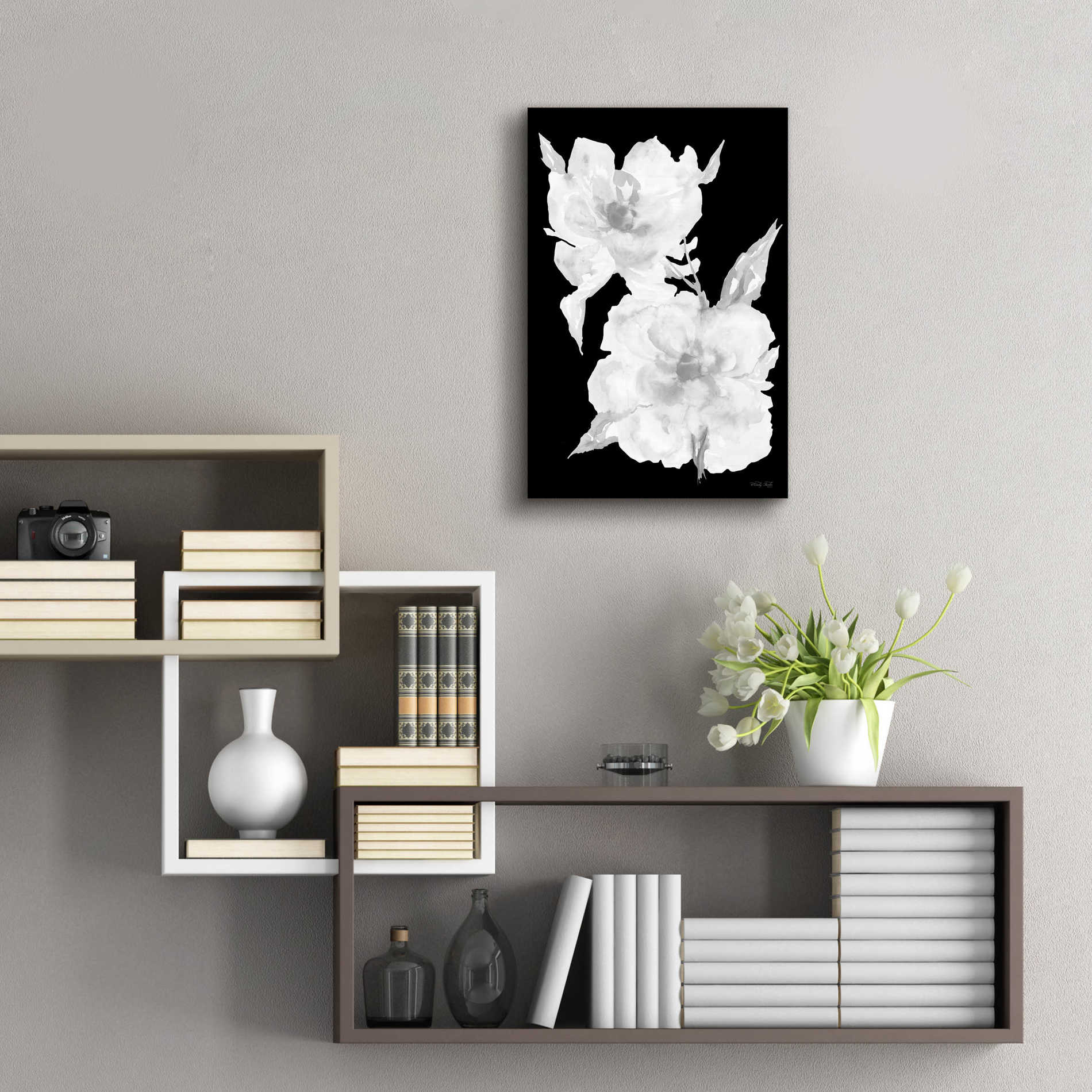 Epic Art 'Black & White Flowers II' by Cindy Jacobs, Acrylic Glass Wall Art,16x24