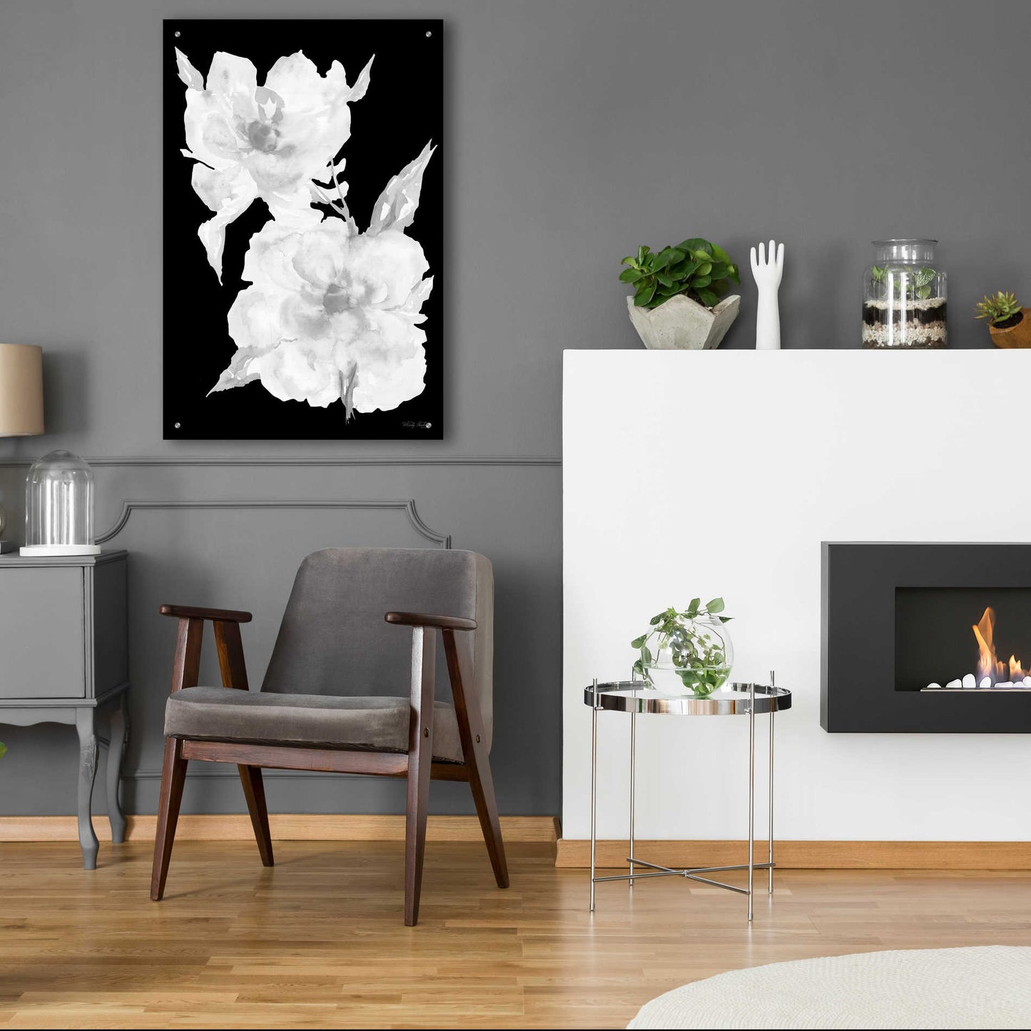 Epic Art 'Black & White Flowers II' by Cindy Jacobs, Acrylic Glass Wall Art,24x36