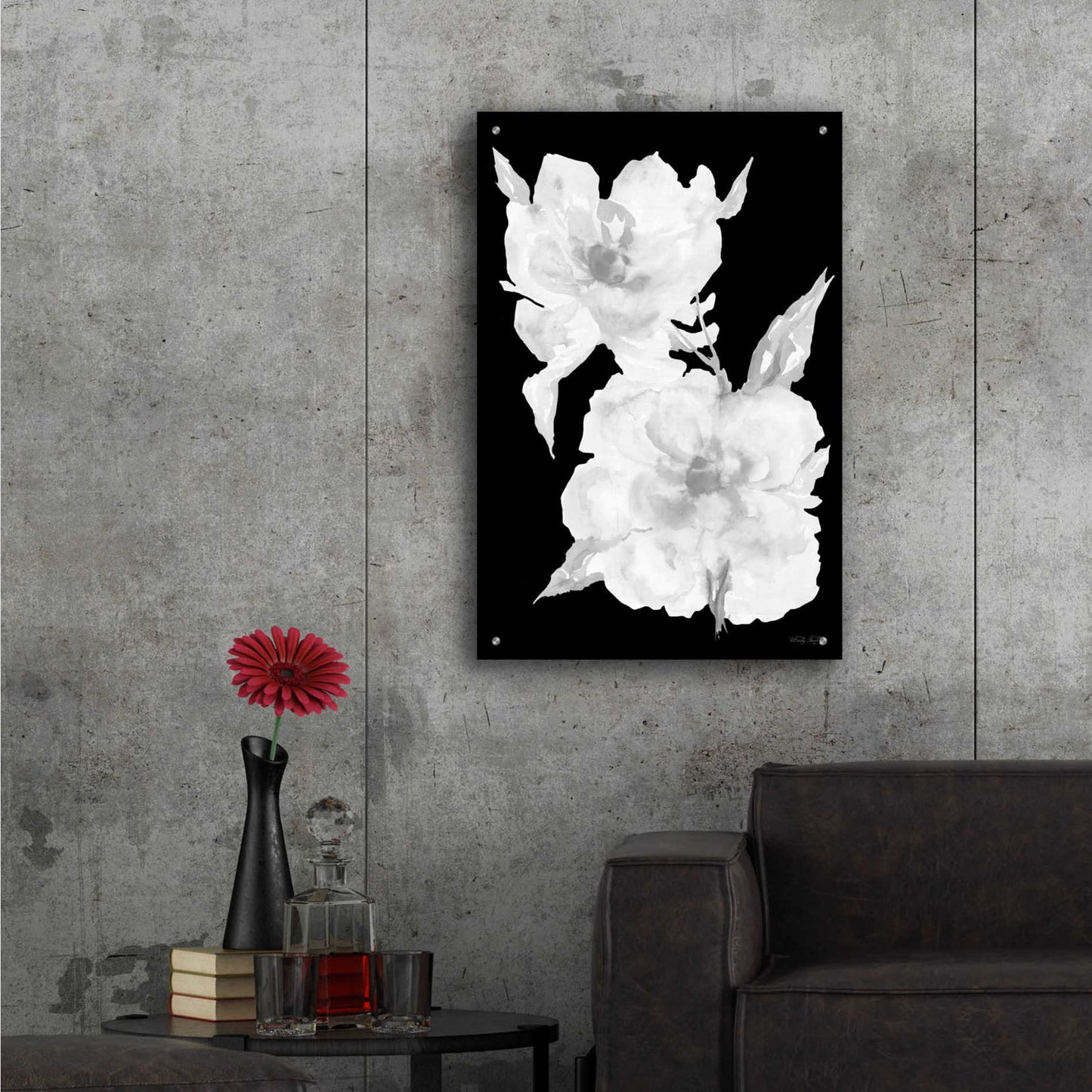 Epic Art 'Black & White Flowers II' by Cindy Jacobs, Acrylic Glass Wall Art,24x36