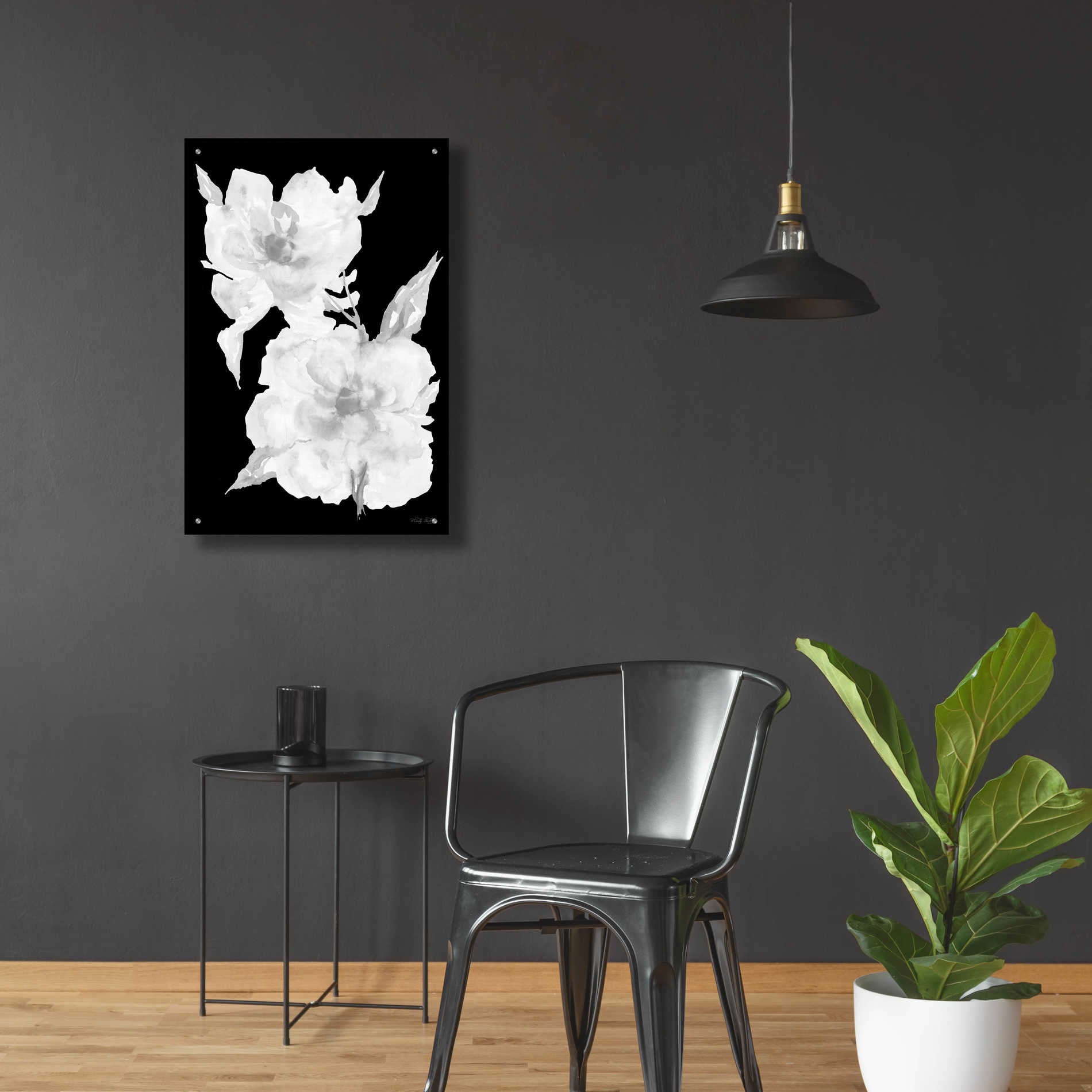 Epic Art 'Black & White Flowers II' by Cindy Jacobs, Acrylic Glass Wall Art,24x36