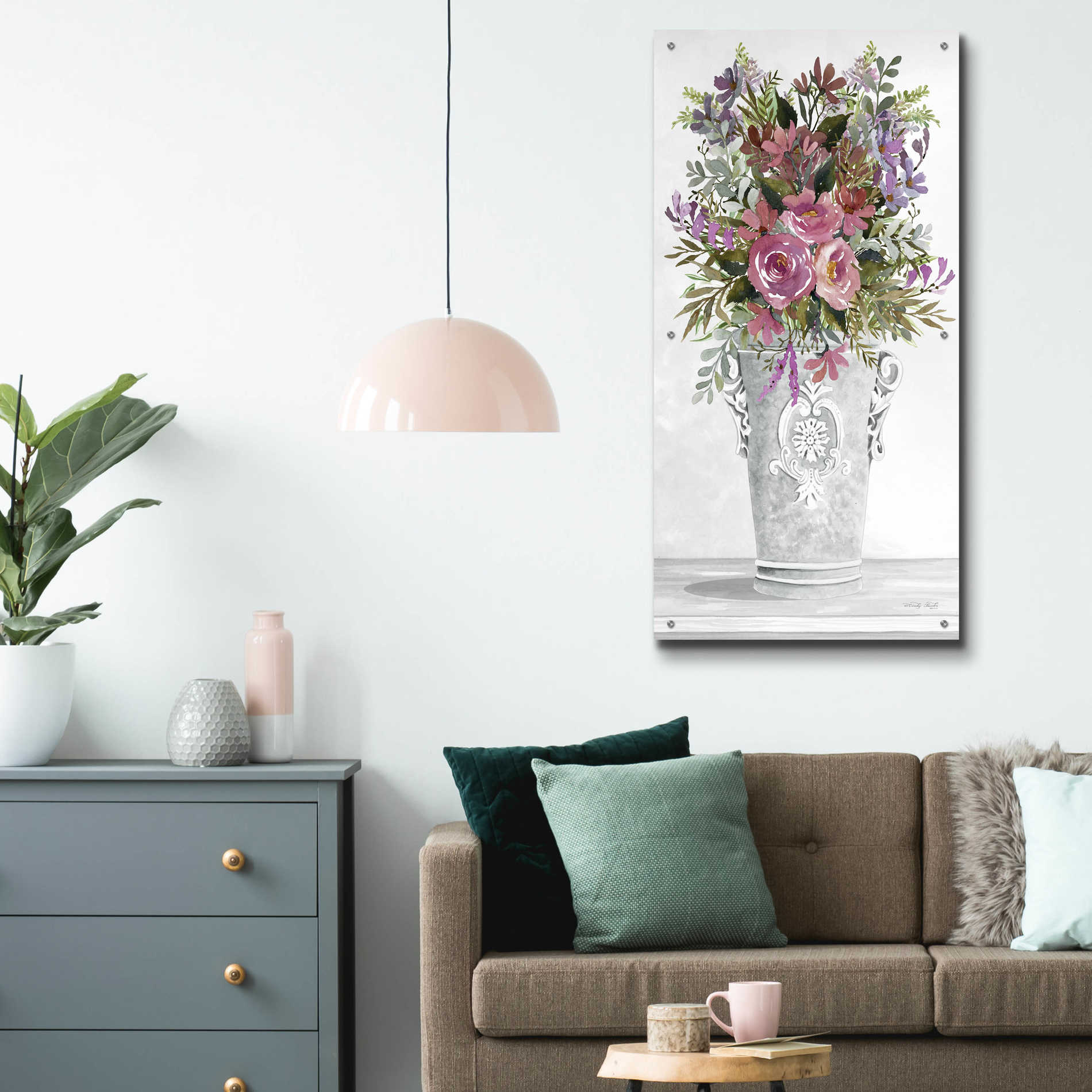 Epic Art 'Lilacs II' by Cindy Jacobs, Acrylic Glass Wall Art,24x48