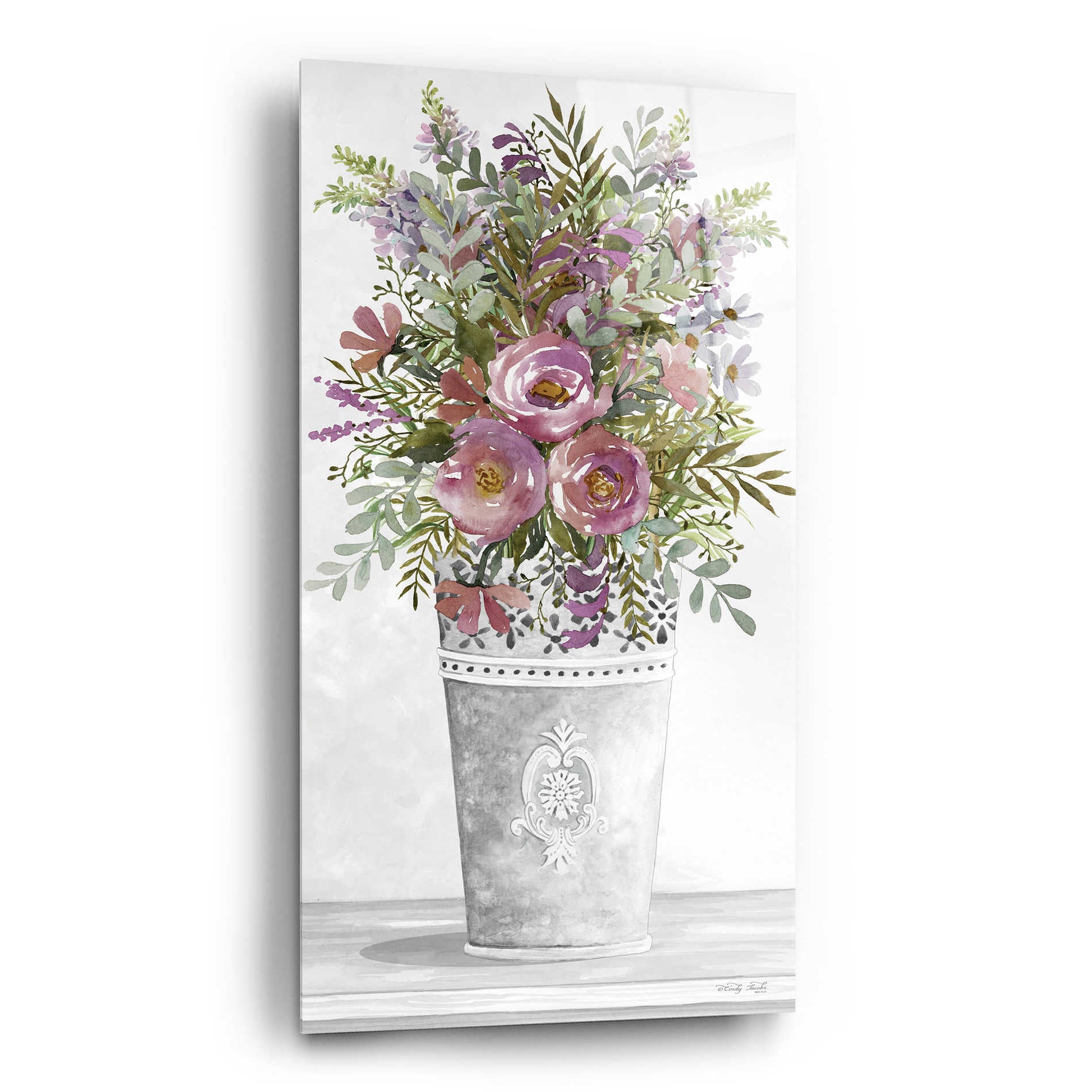 Epic Art 'Lilacs III' by Cindy Jacobs, Acrylic Glass Wall Art,12x24