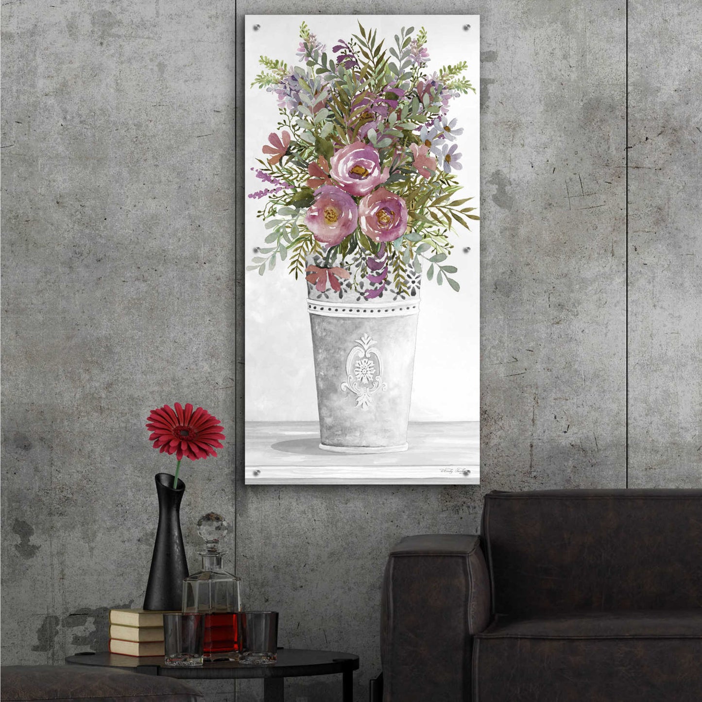 Epic Art 'Lilacs III' by Cindy Jacobs, Acrylic Glass Wall Art,24x48