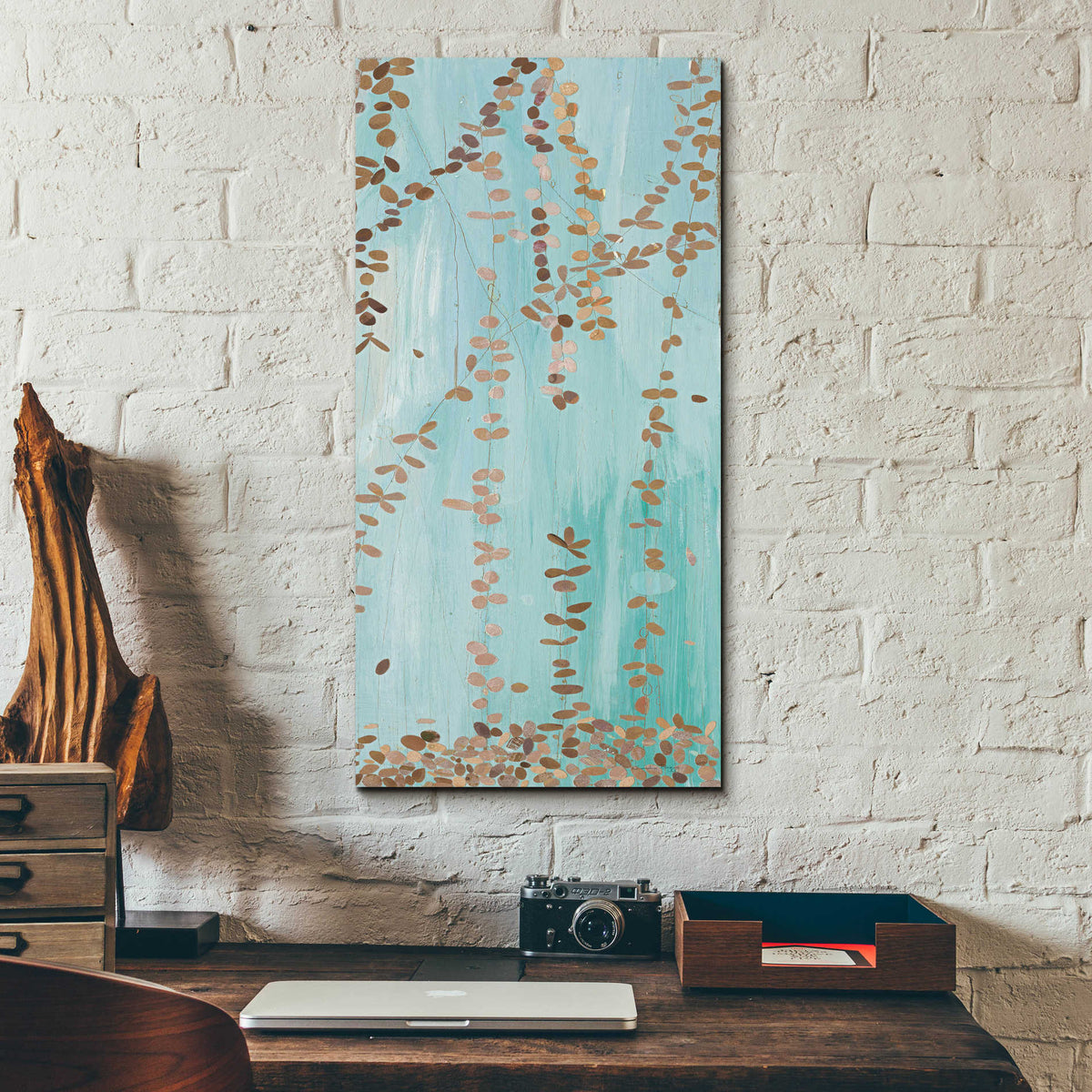 Epic Art 'Trailing Vines II Blue' by Candra Boggs,  Acrylic Glass Wall Art,12x24