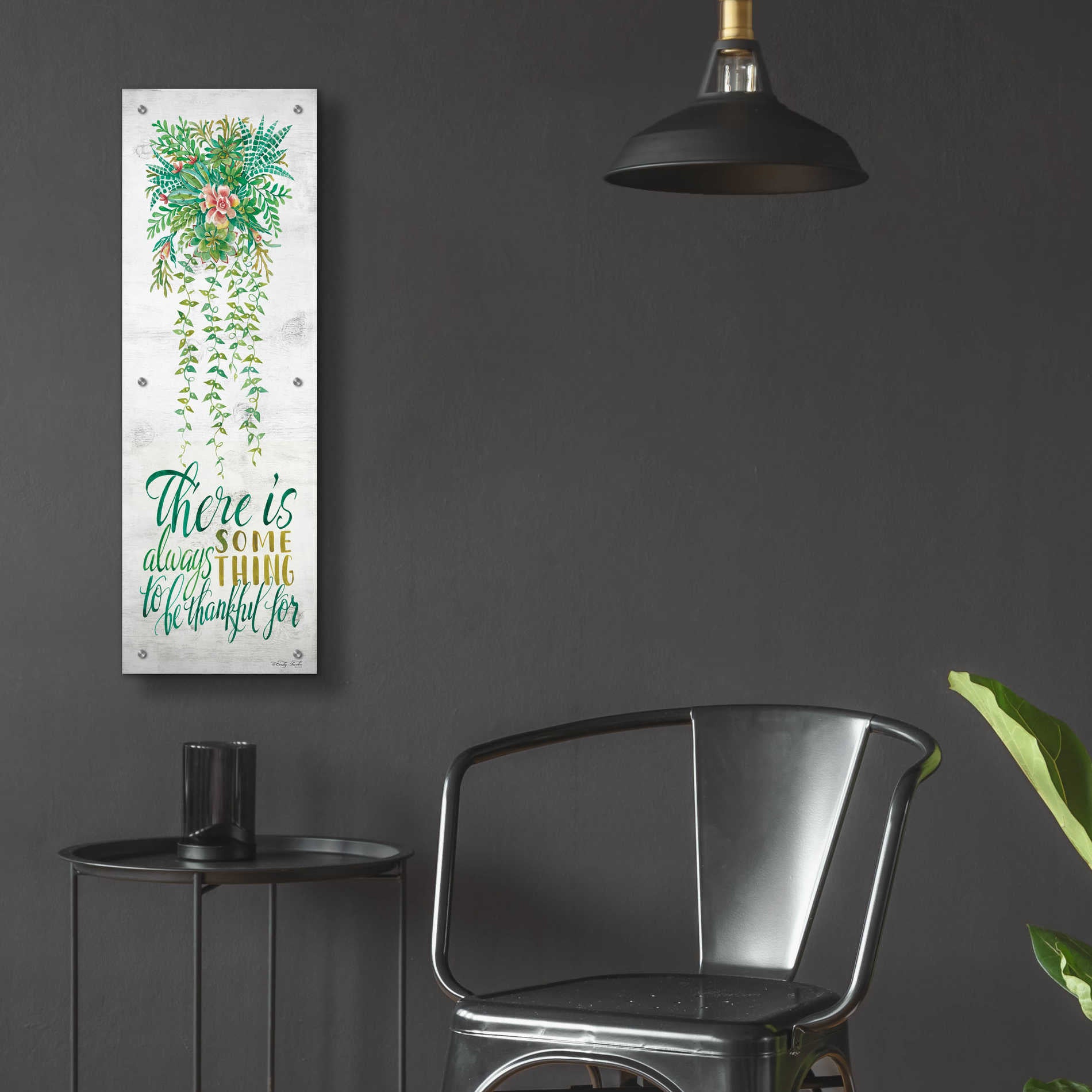 Epic Art 'Be Thankful For Hanging Plant' by Cindy Jacobs, Acrylic Glass Wall Art,12x36