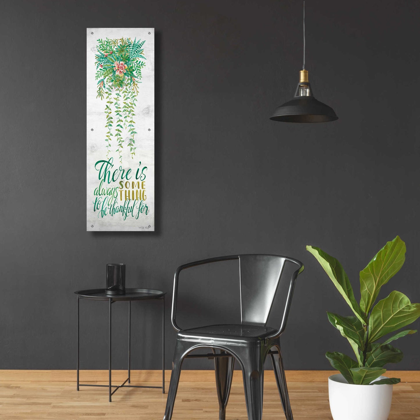 Epic Art 'Be Thankful For Hanging Plant' by Cindy Jacobs, Acrylic Glass Wall Art,16x48