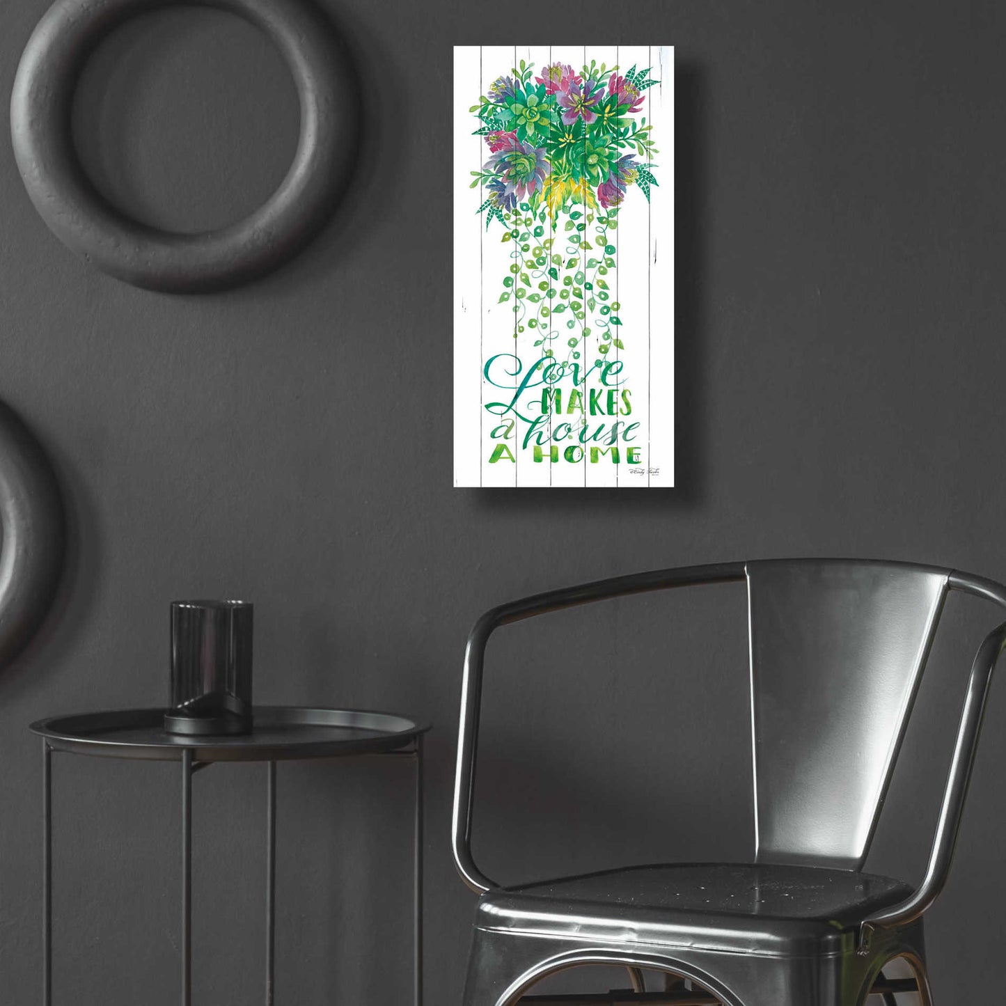 Epic Art 'Love Makes a Home Hanging Plant' by Cindy Jacobs, Acrylic Glass Wall Art,12x24