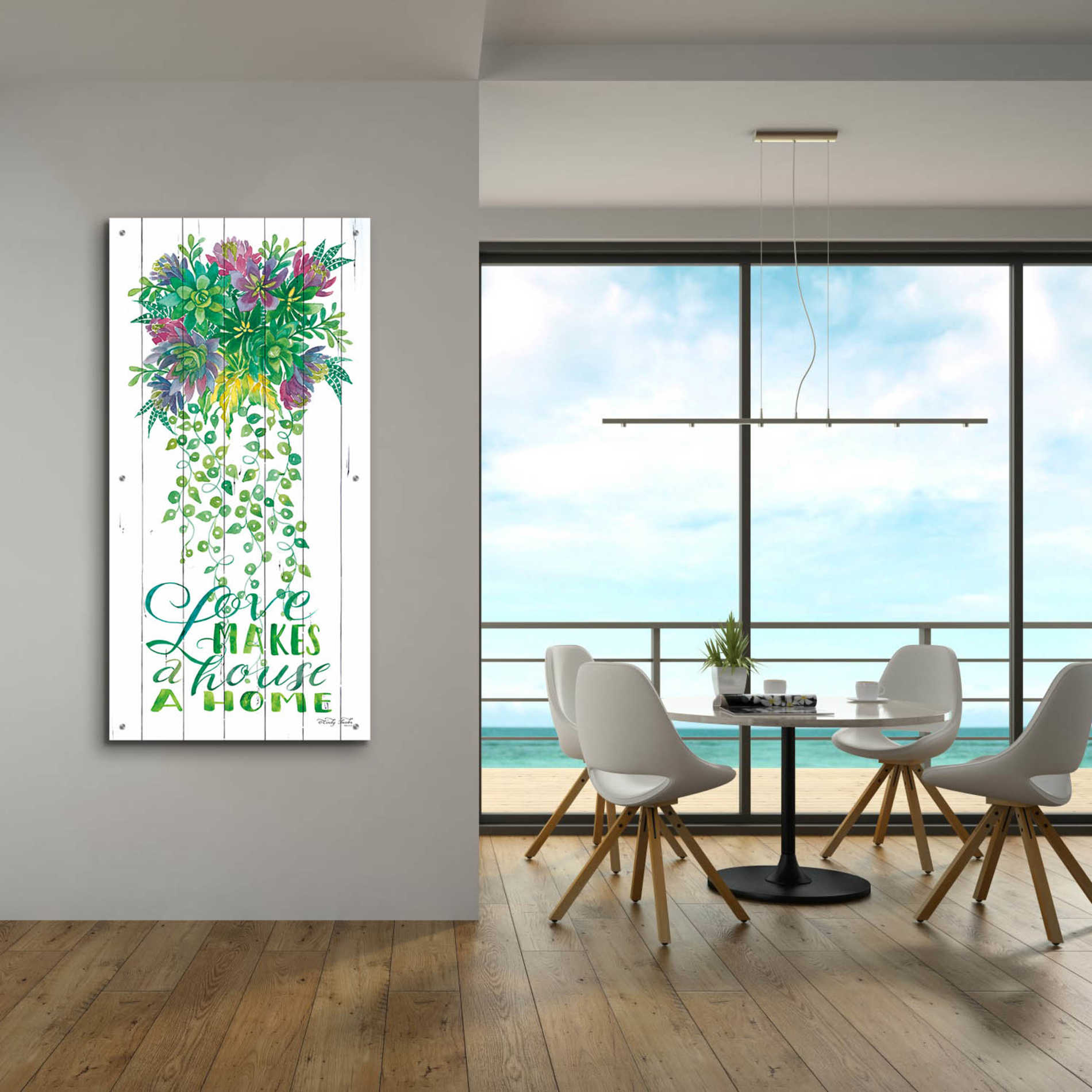 Epic Art 'Love Makes a Home Hanging Plant' by Cindy Jacobs, Acrylic Glass Wall Art,24x48