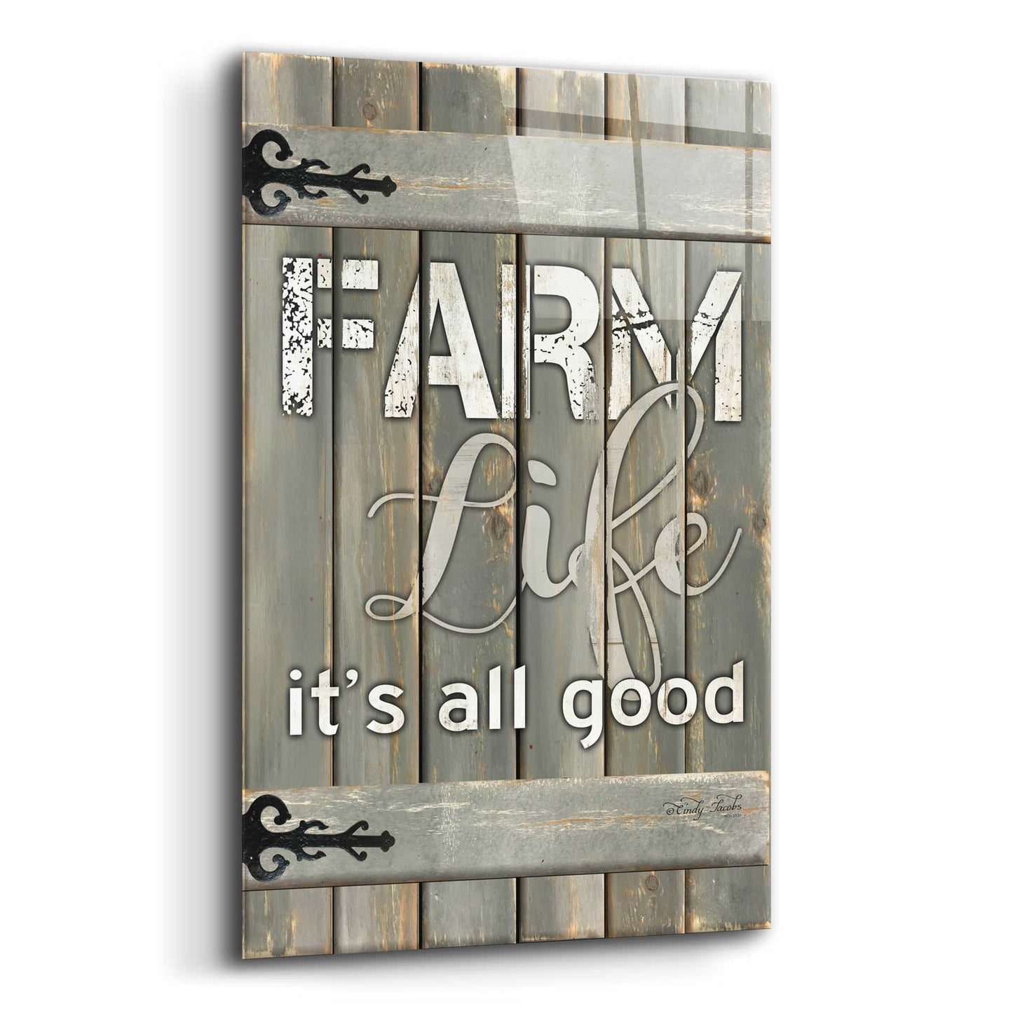 Epic Art 'Farm Life It's All Good' by Cindy Jacobs, Acrylic Glass Wall Art,12x16